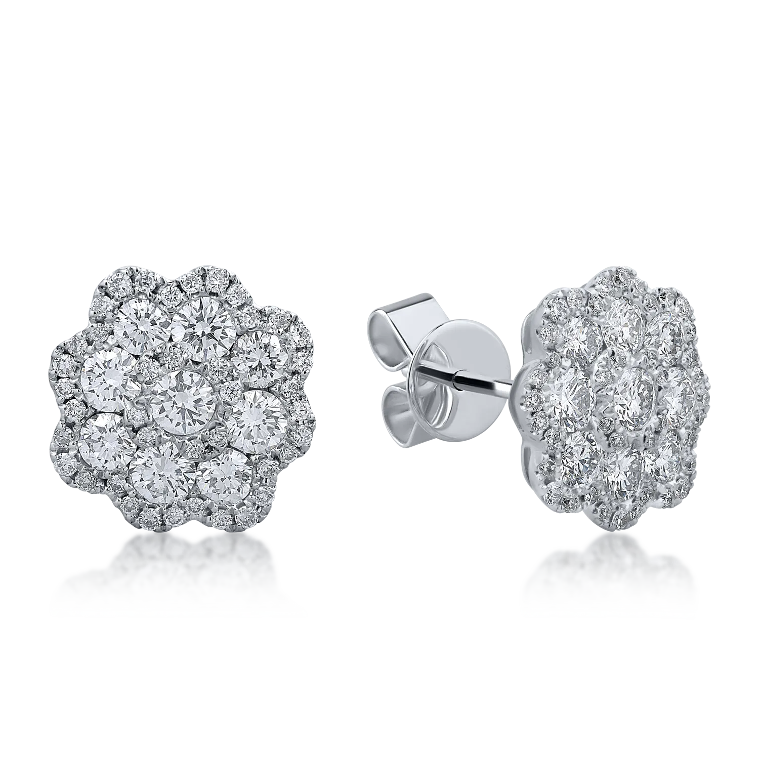 Teilor Cercei din aur alb cu diamante de 2ct