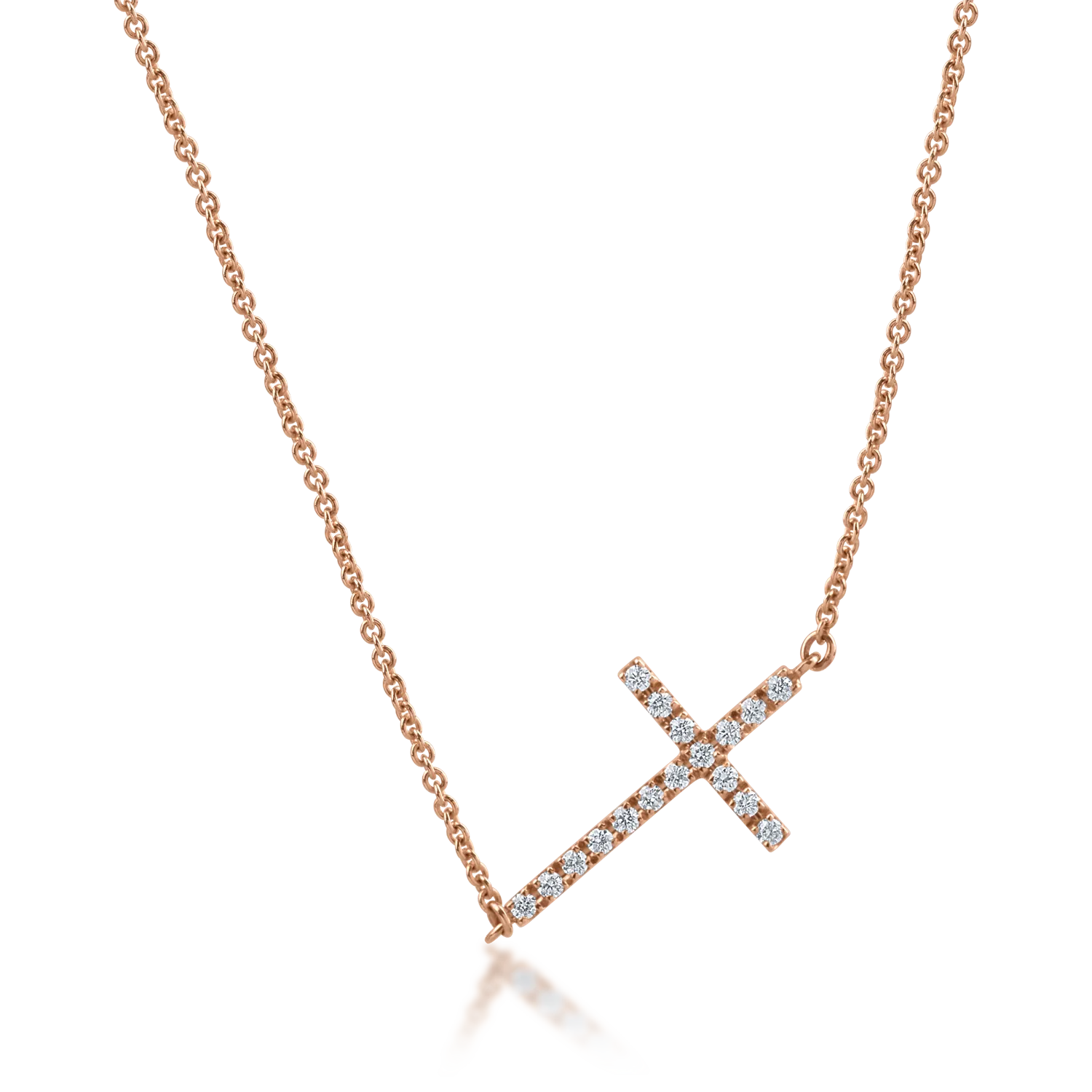 Rose gold cross pendant necklace with 0.28ct diamonds