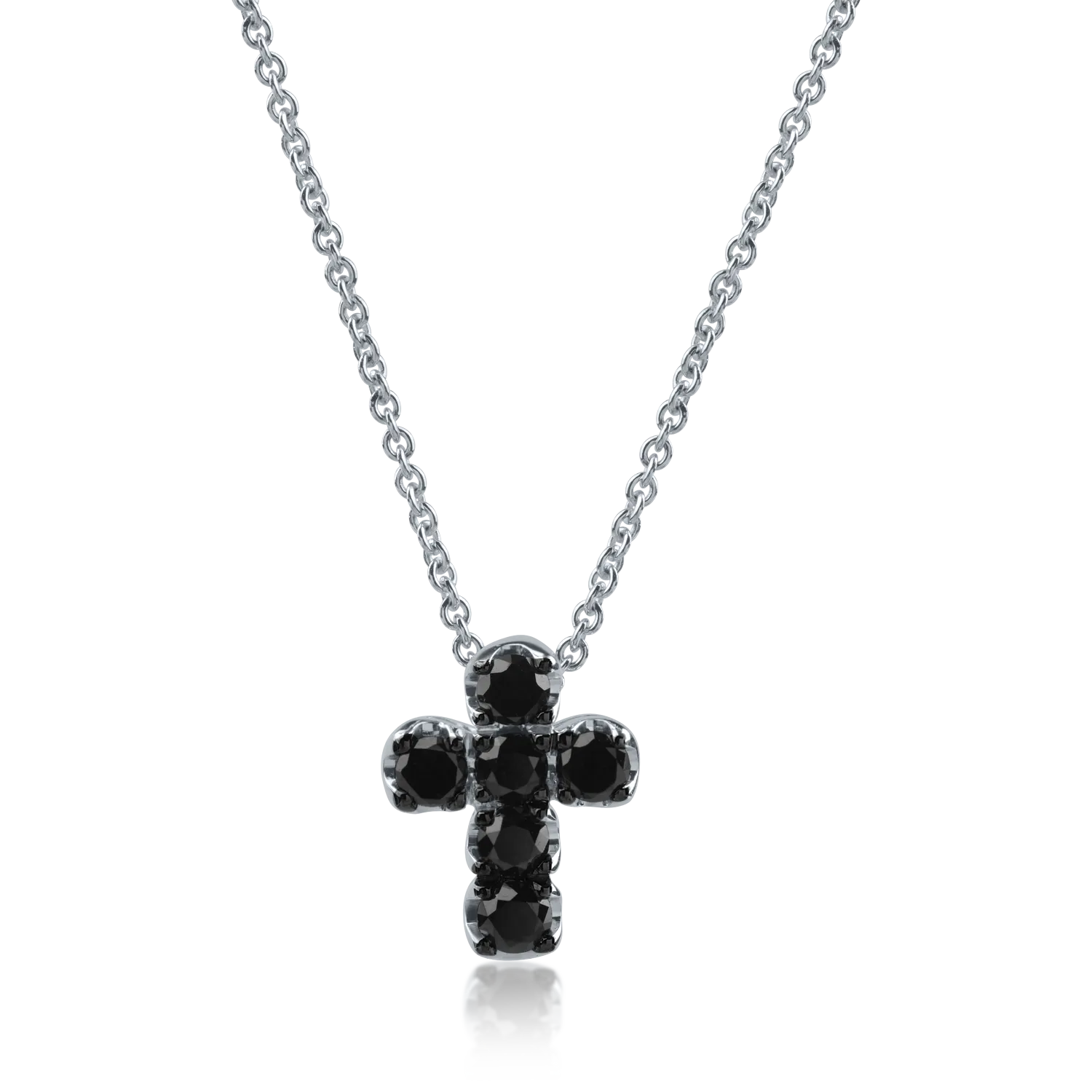 White gold cross pendant necklace with 0.72ct black diamonds