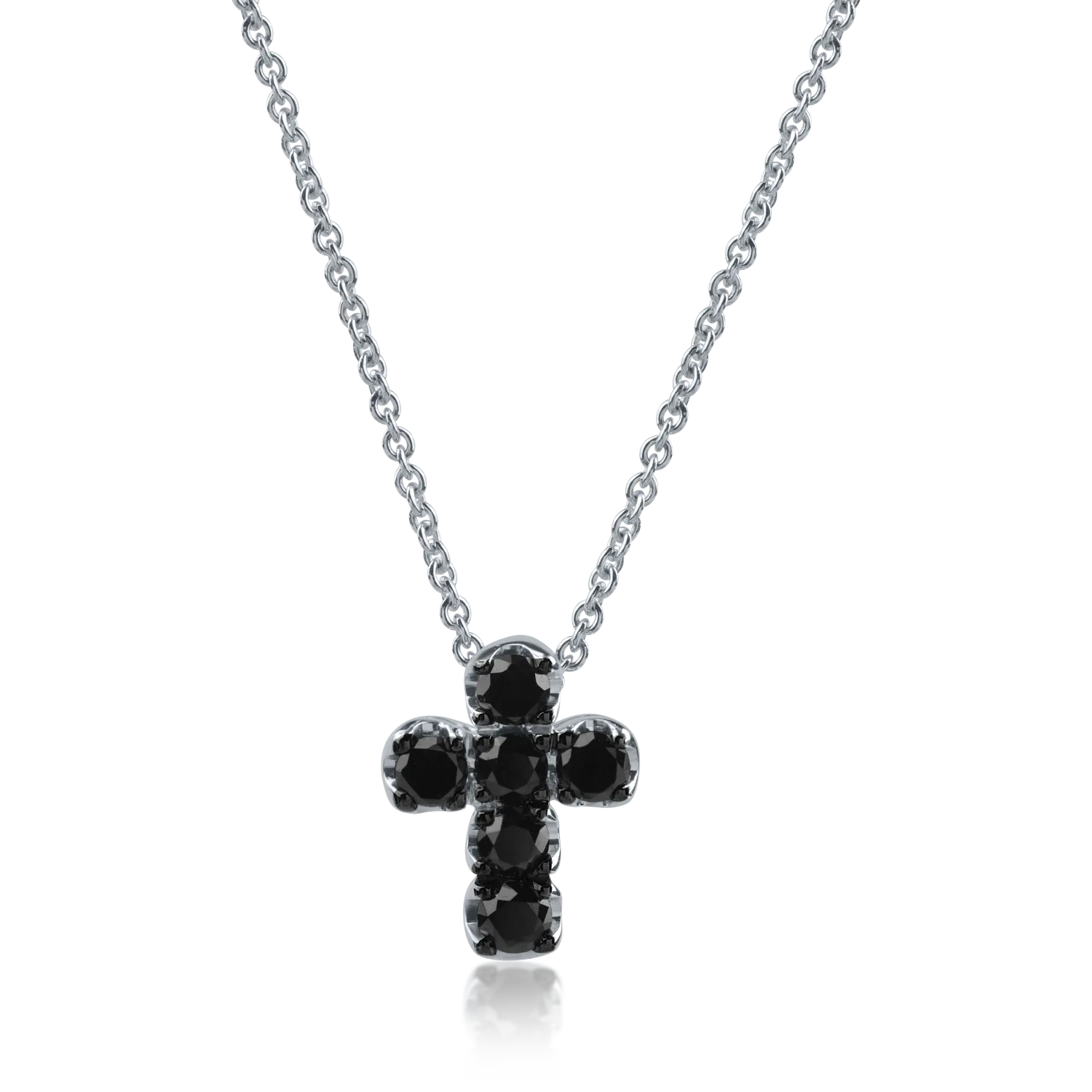 Fehérarany keresztes medál nyaklánc 0.72ct fekete gyémántokkal-154979