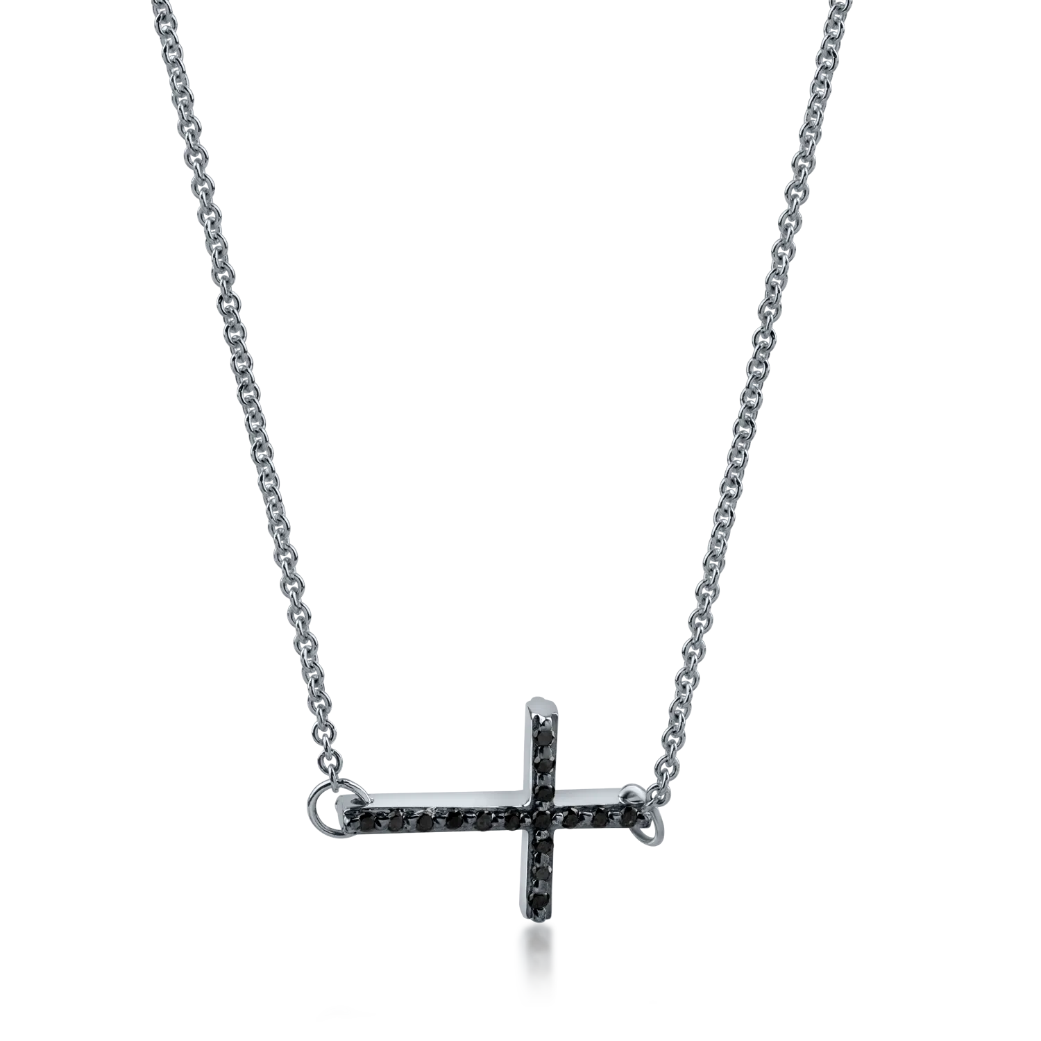 White gold cross pendant necklace with 0.24ct diamonds