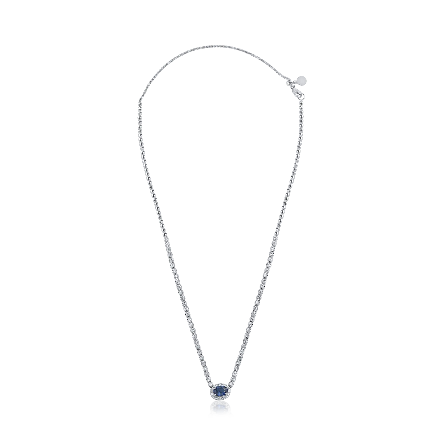White gold necklace with 0.954ct blue sapphire and 1.141ct diamonds