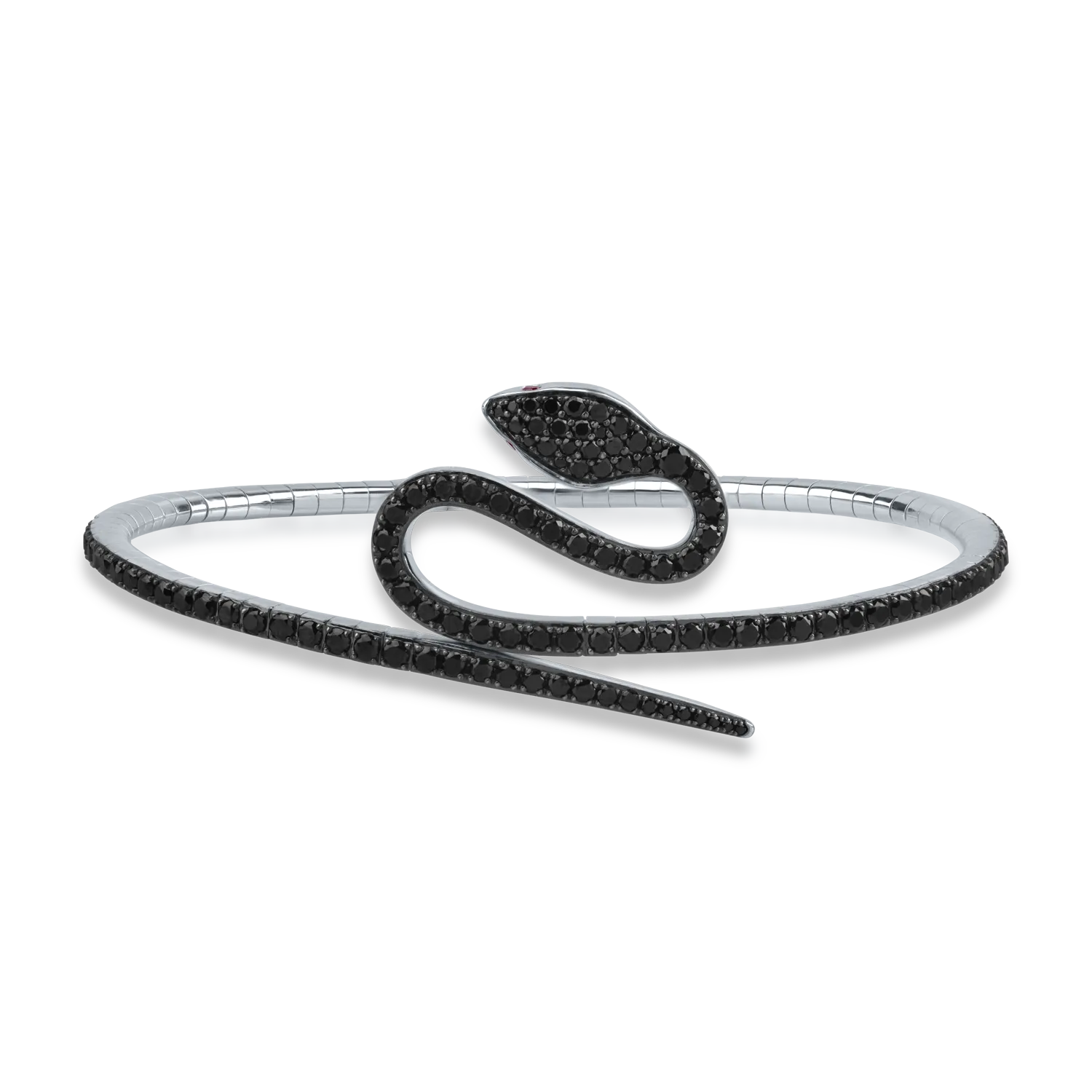 Bratara sarpe din aur alb-negru cu diamante negre de 3.22ct si rubine de 0.03ct
