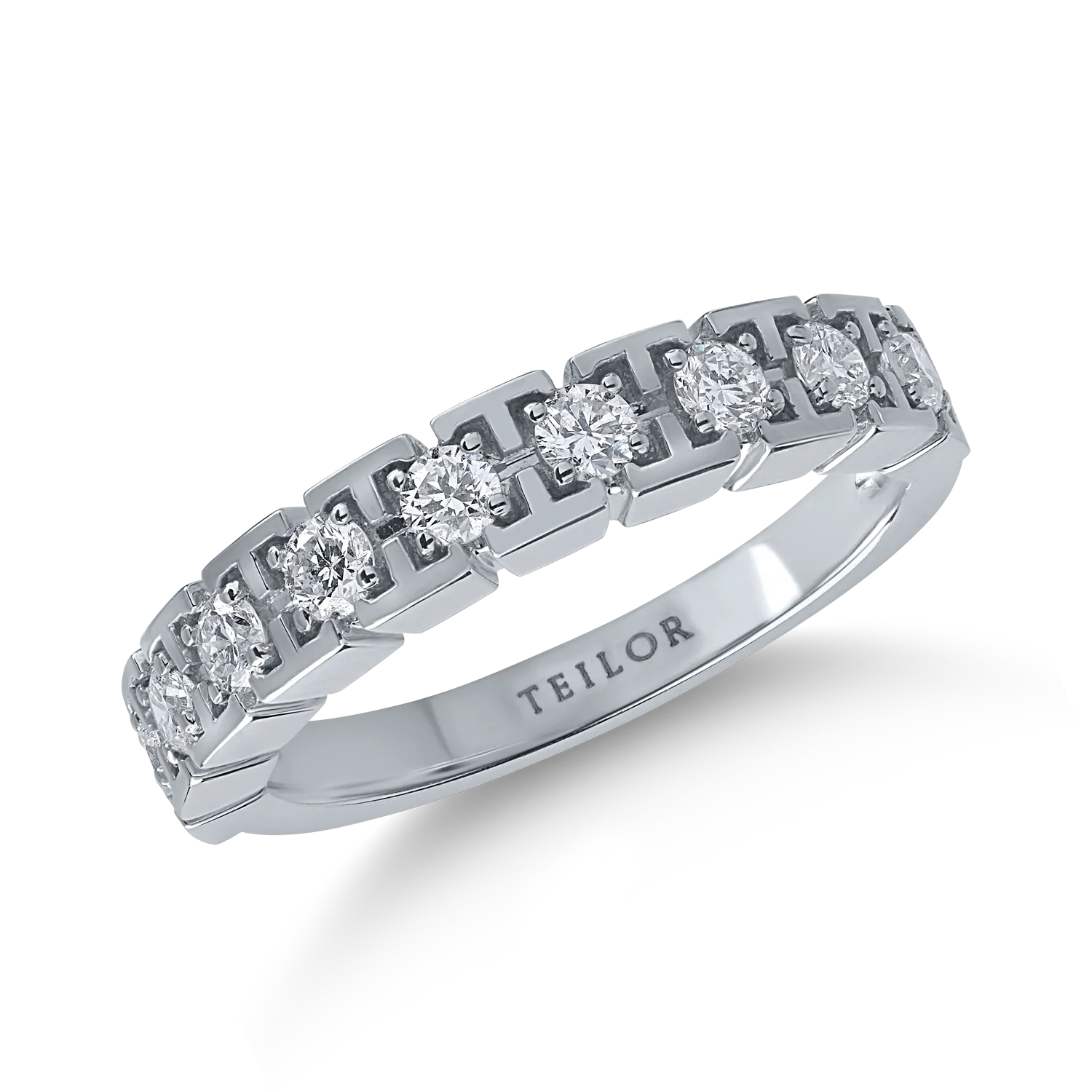 пръстен половин вечност от бяло злато с 0.38кт диаманти