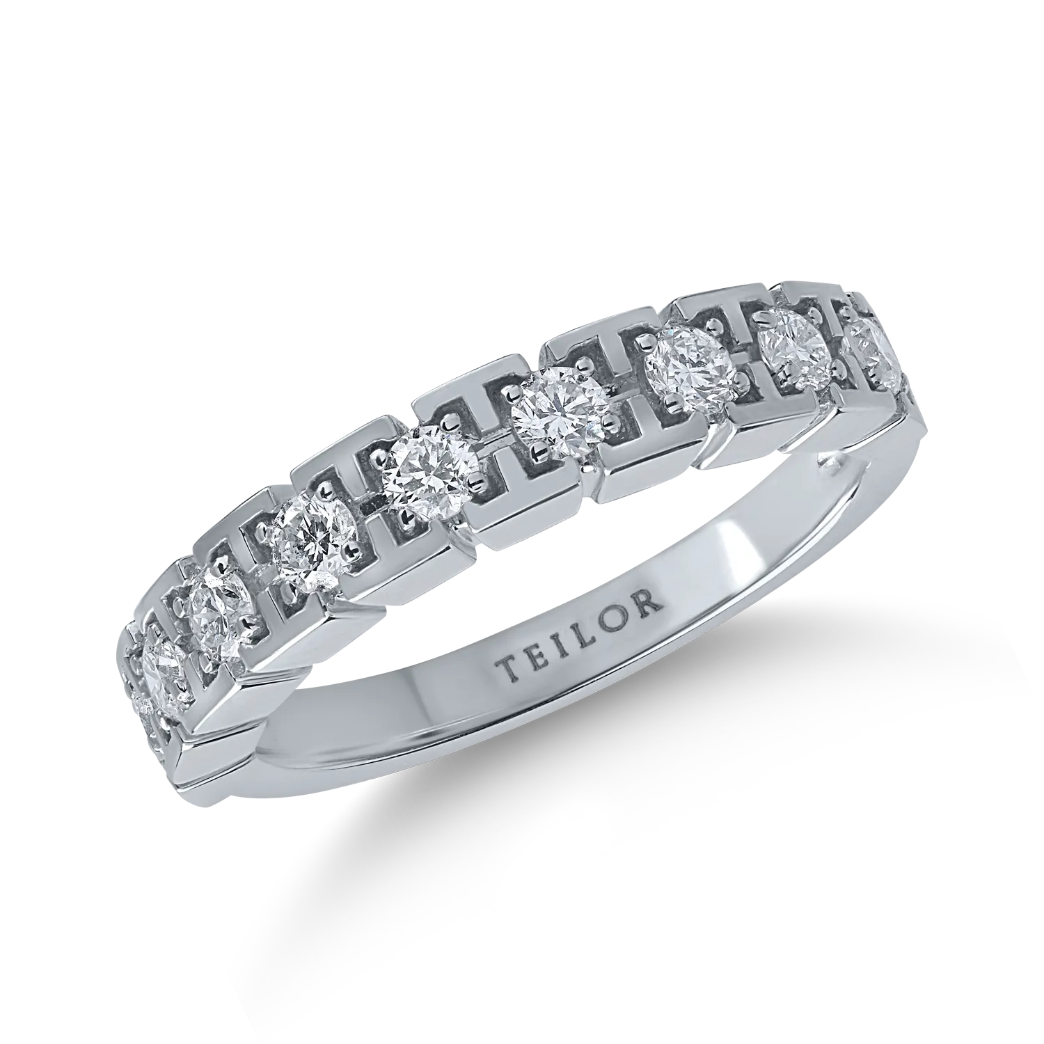 Inel semi eternity din aur alb cu diamante de 0.38ct-155073