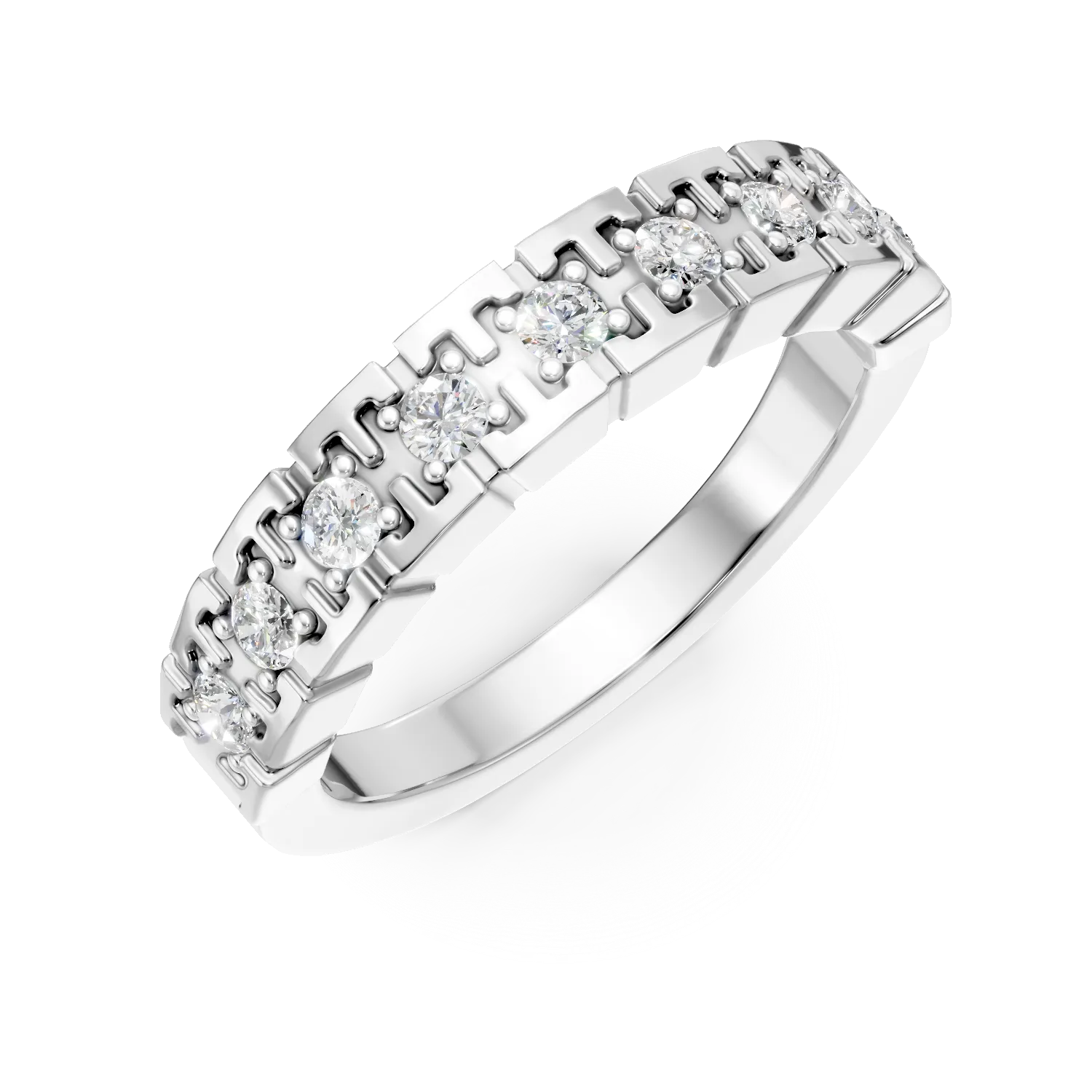 Inel semi eternity din aur alb cu diamante de 0.38ct