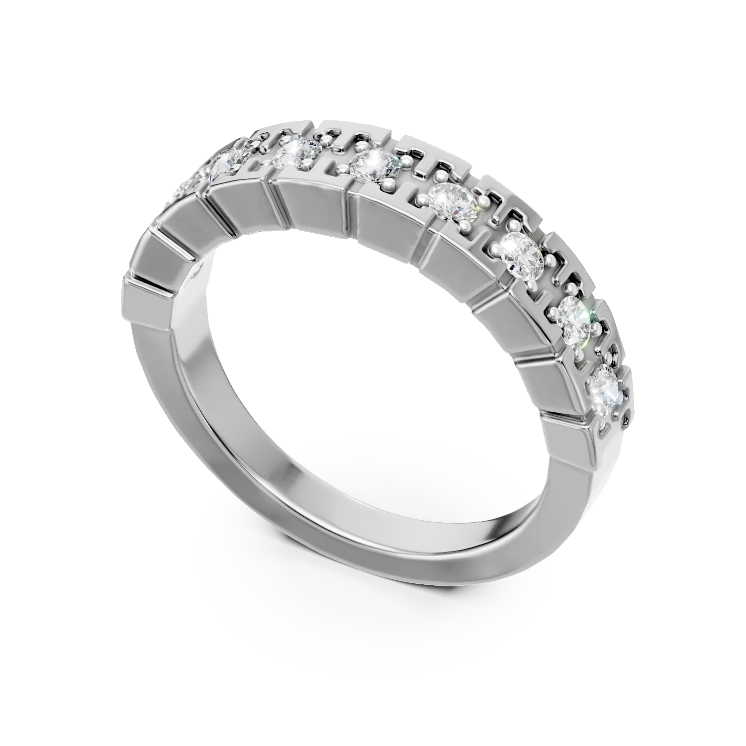 Inel semi eternity din aur alb cu diamante de 0.38ct