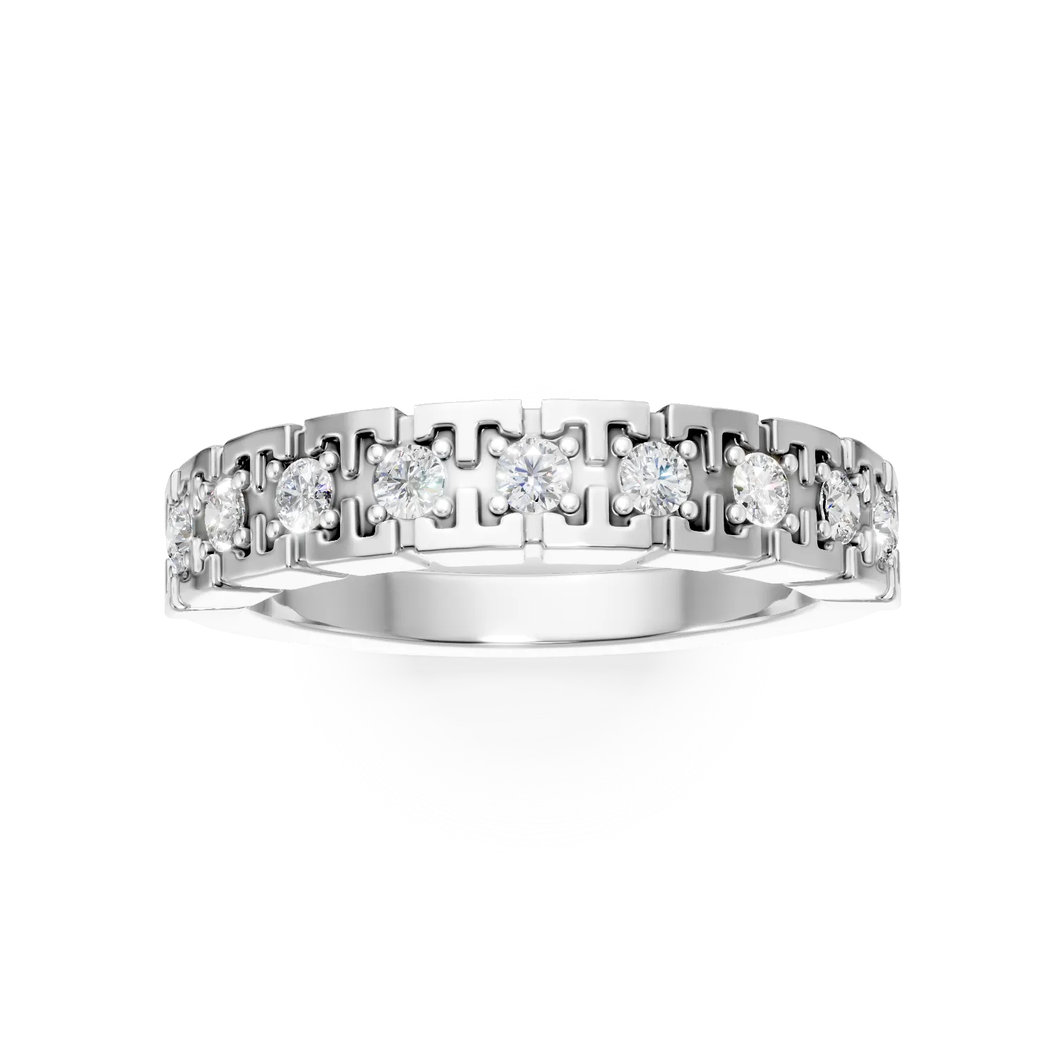 Inel semi eternity din aur alb cu diamante de 0.38ct