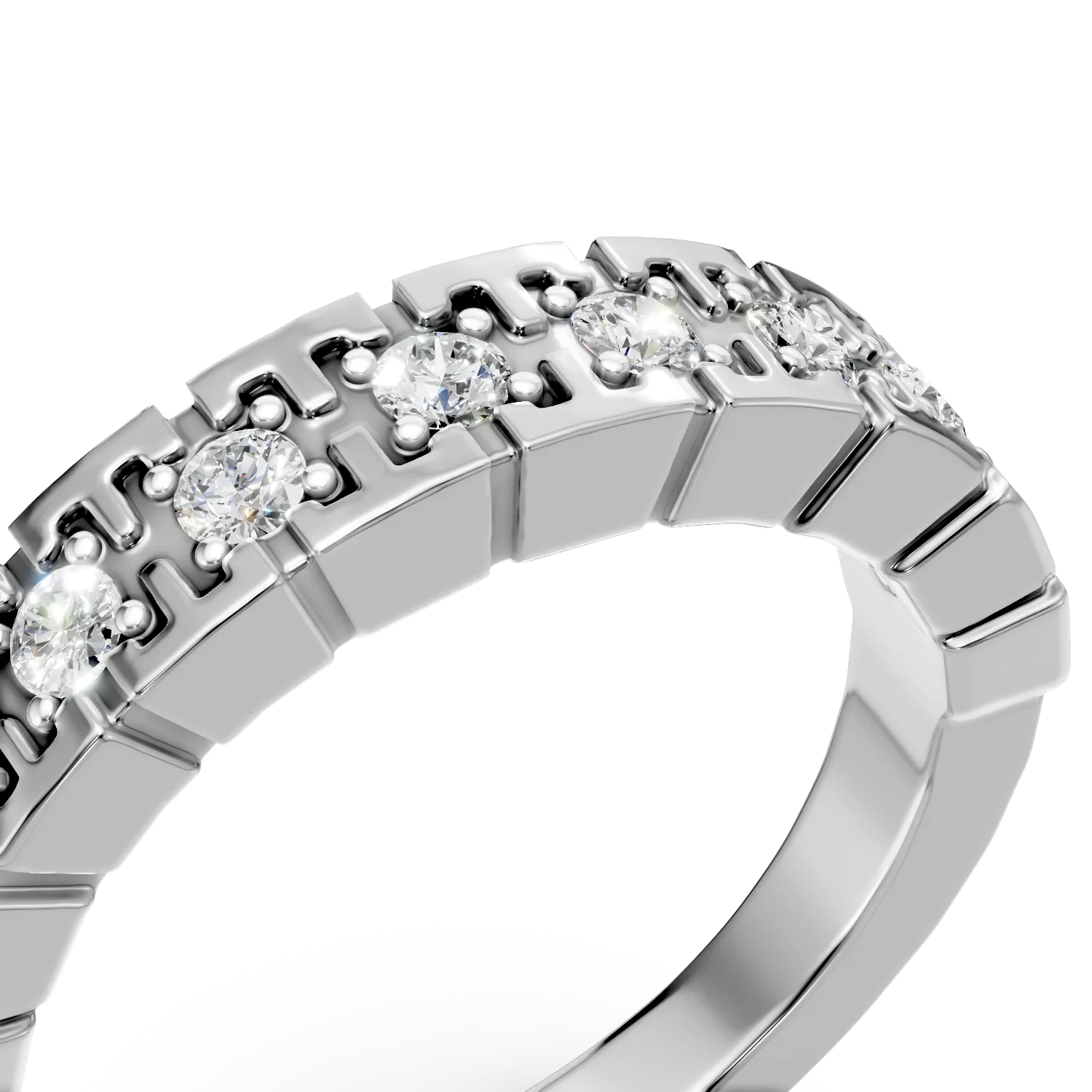 Inel semi eternity din aur alb cu diamante de 0.38ct