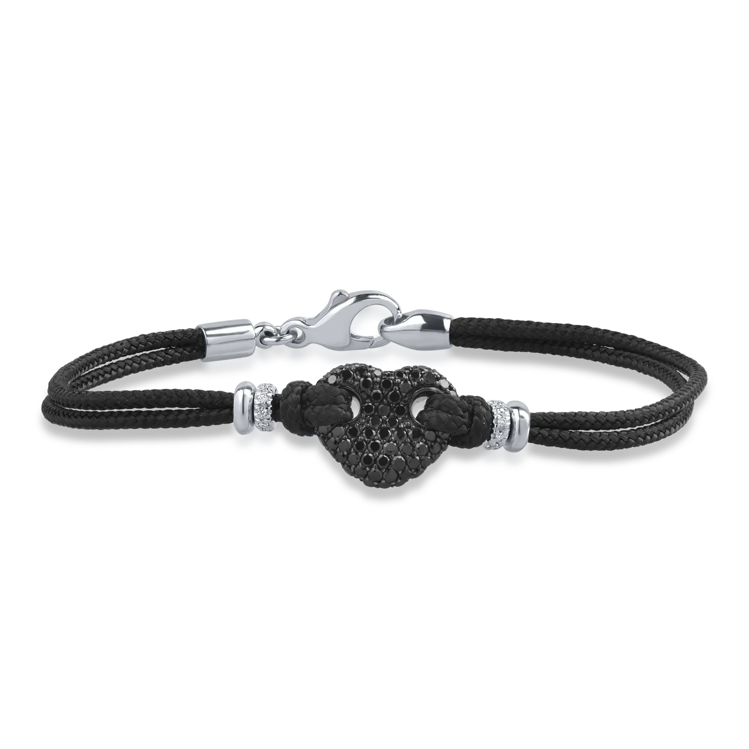 Bratara cu snur din aur alb-negru cu diamante negre de 0.88ct si diamante transparente de 0.08ct-155078