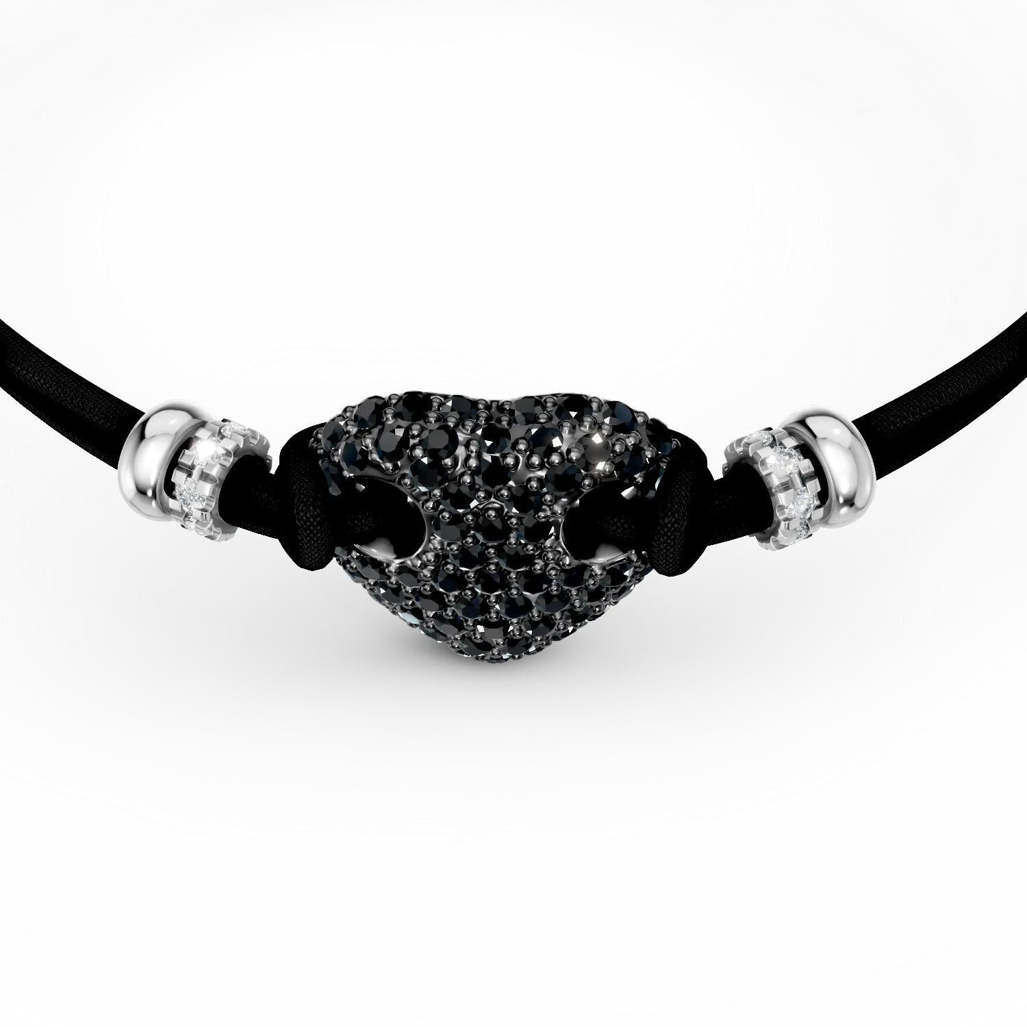 Fehér-fekete arany zsinór karkötő 0.88ct fekete gyémántokkal és 0.08ct tiszta gyémántokkal