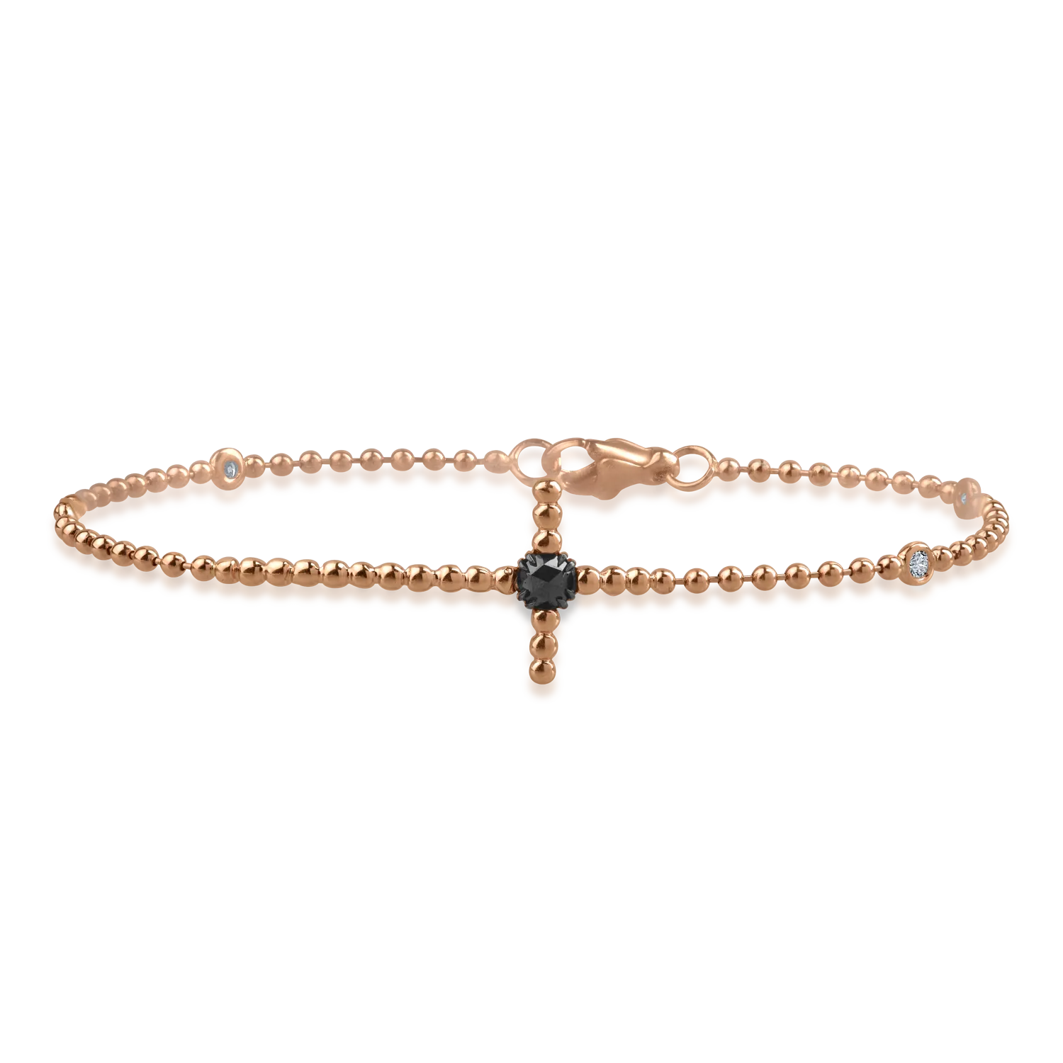 Rose gold bracelet with 0.25ct black diamond and 0.15ct clear diamonds