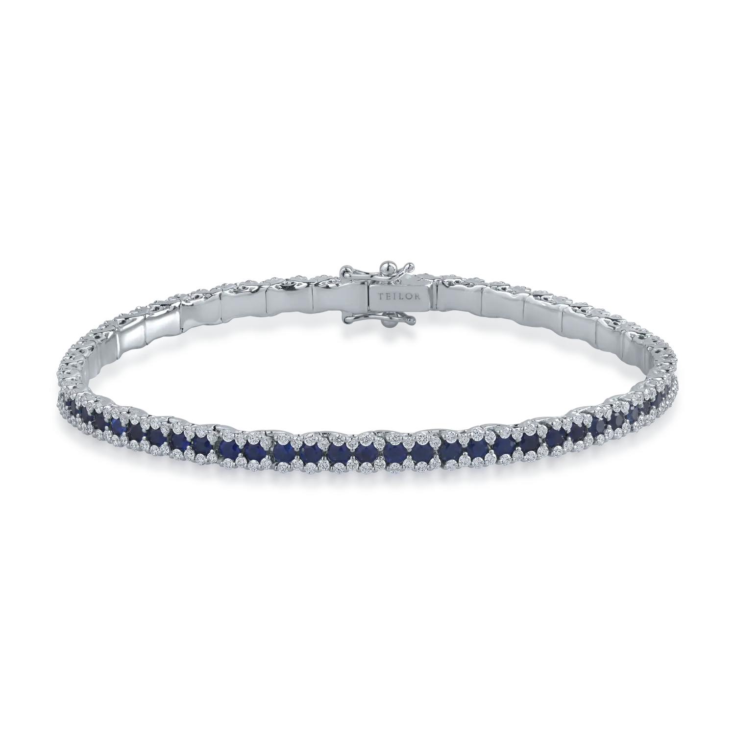 White gold tennis bracelet with 3.67ct sapphires and 1.61ct diamonds