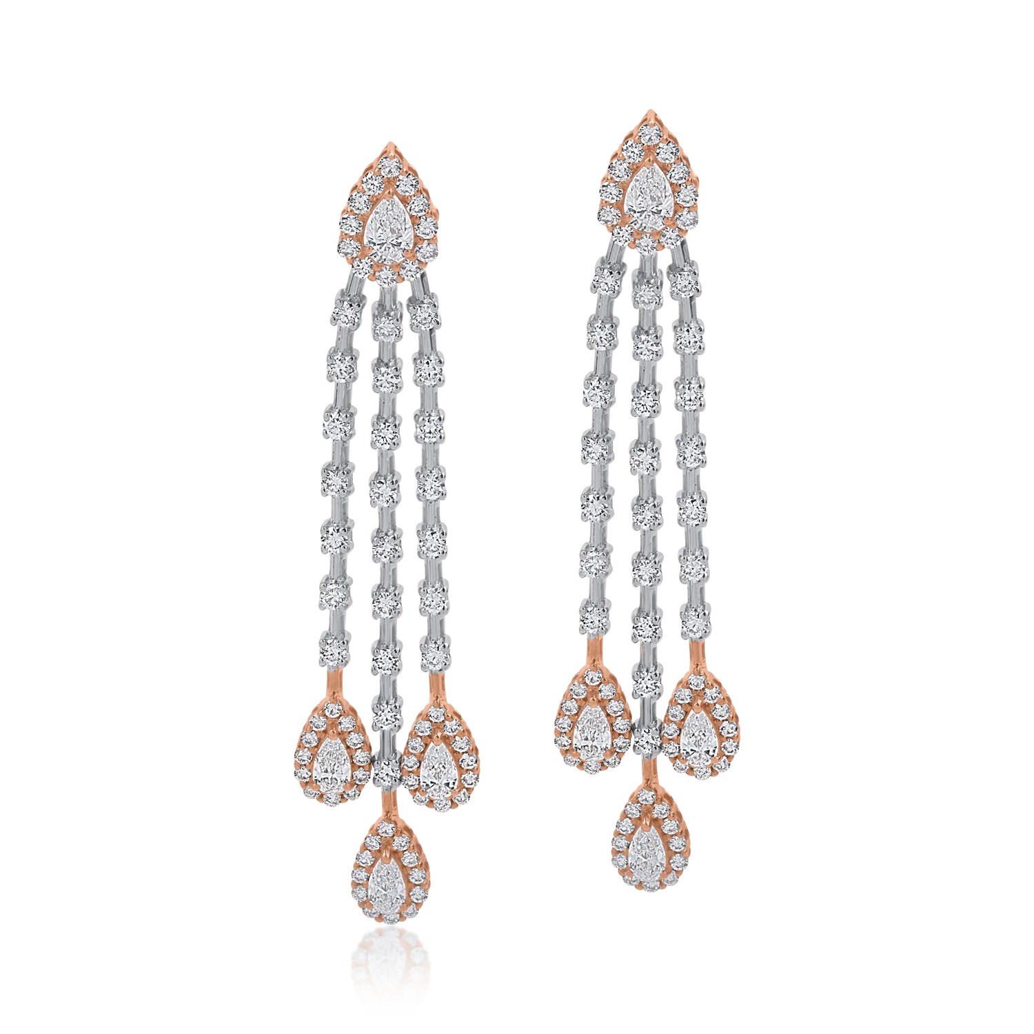 White-rose gold earrings with 2.851ct diamonds