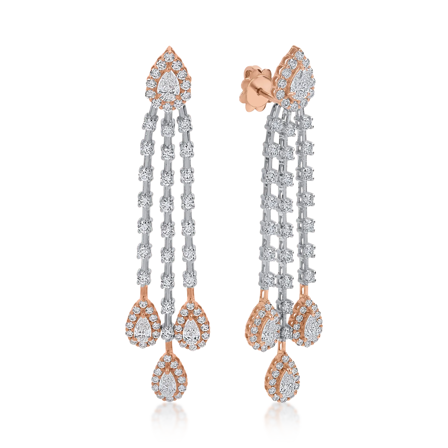 White-rose gold earrings with 2.851ct diamonds