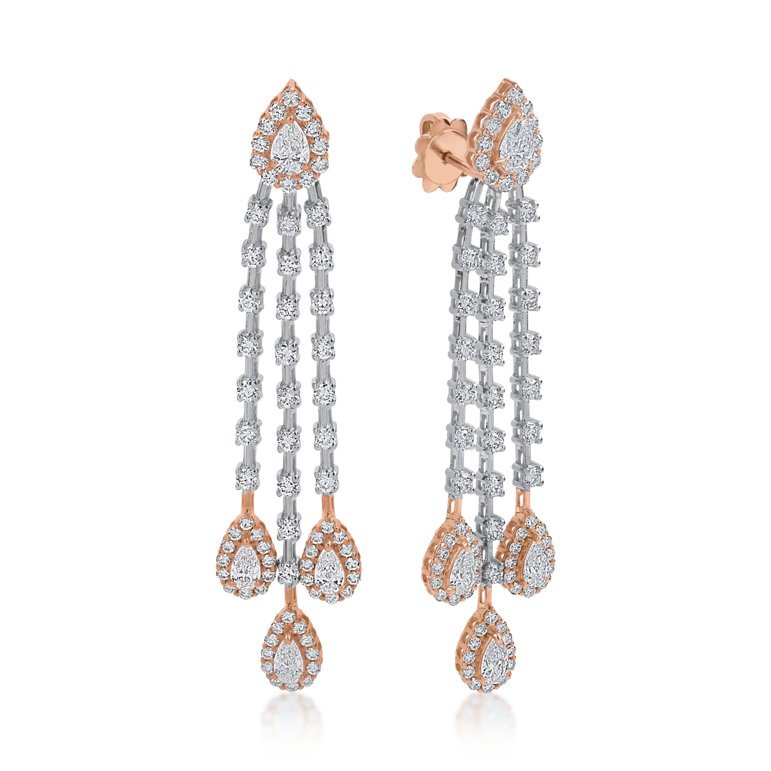 Cercei din aur alb-roz cu diamante de 2.851ct
