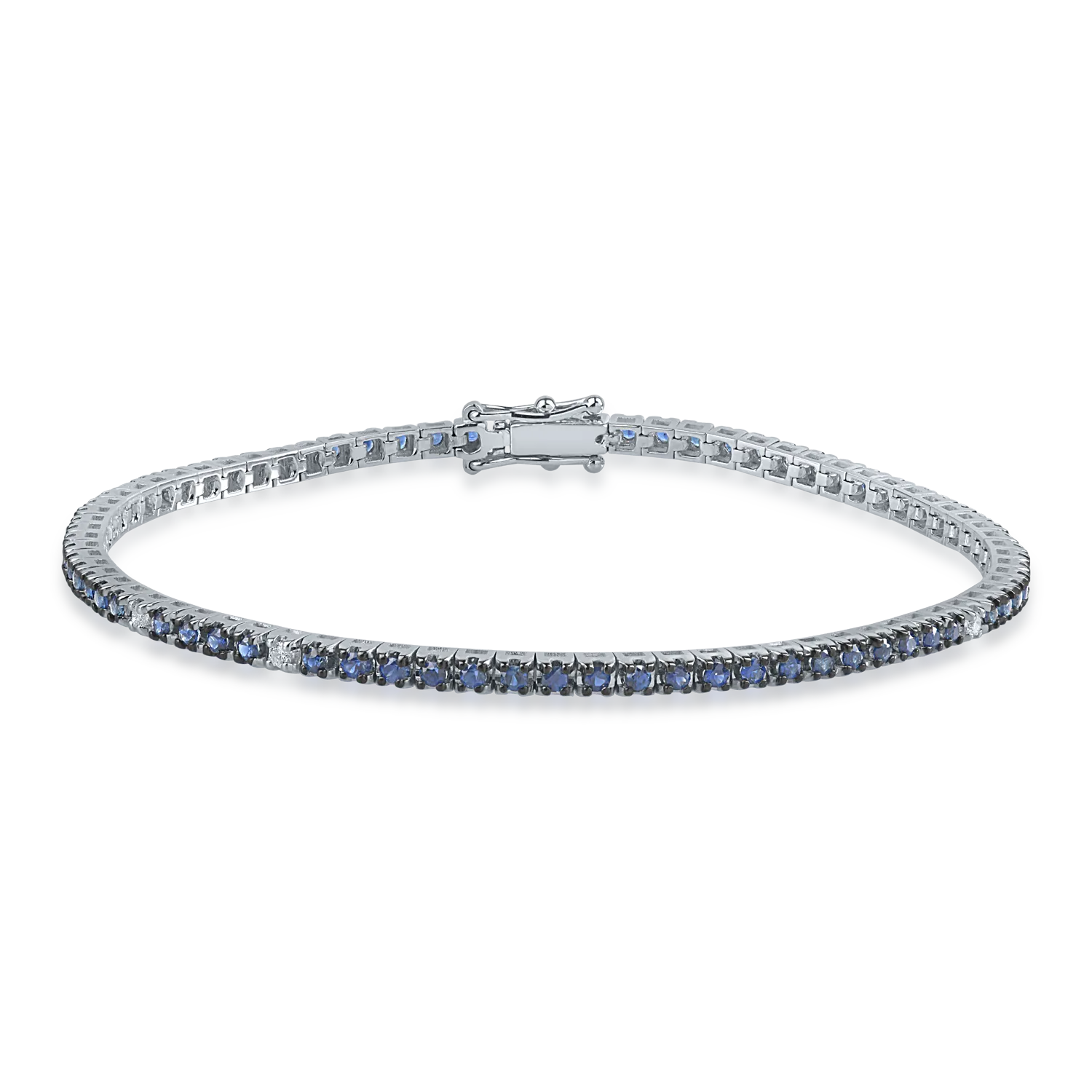 White gold tennis bracelet with 1.5ct sapphires and 0.05ct diamonds