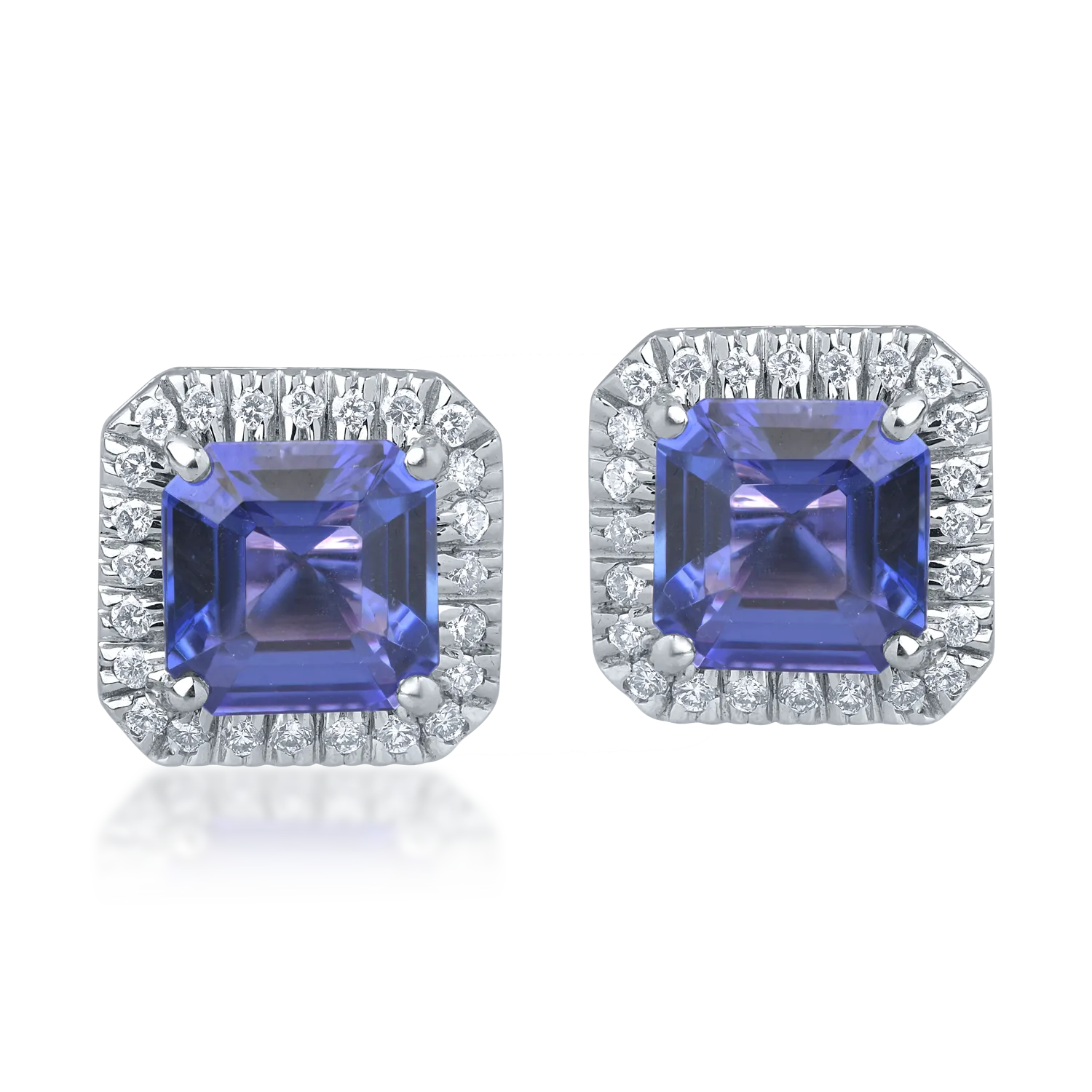 Kolczyki z białego złota z tanzanitami 6.74ct i diamentami 0.635ct