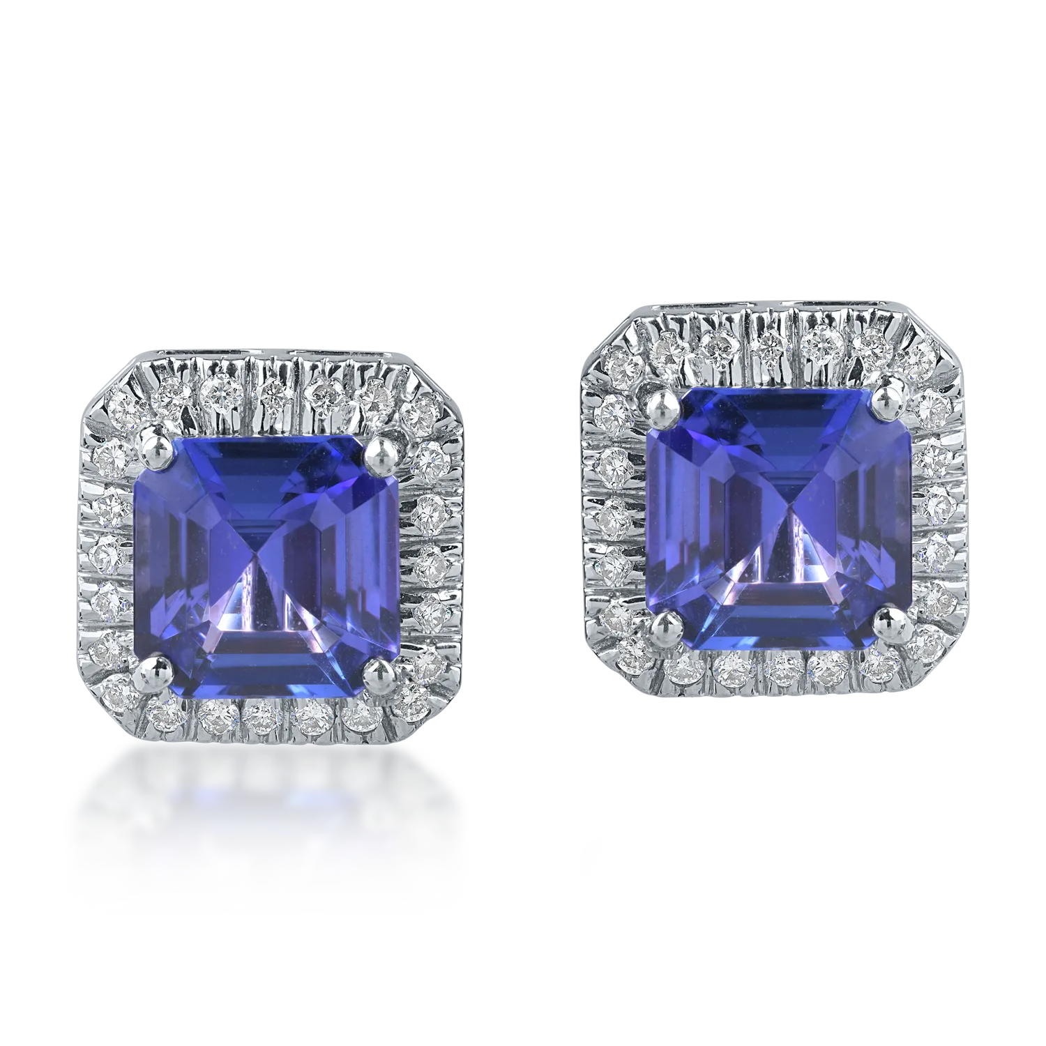 Cercei din aur alb cu tanzanite de 6.74ct si diamante de 0.635ct - 1 | YEO