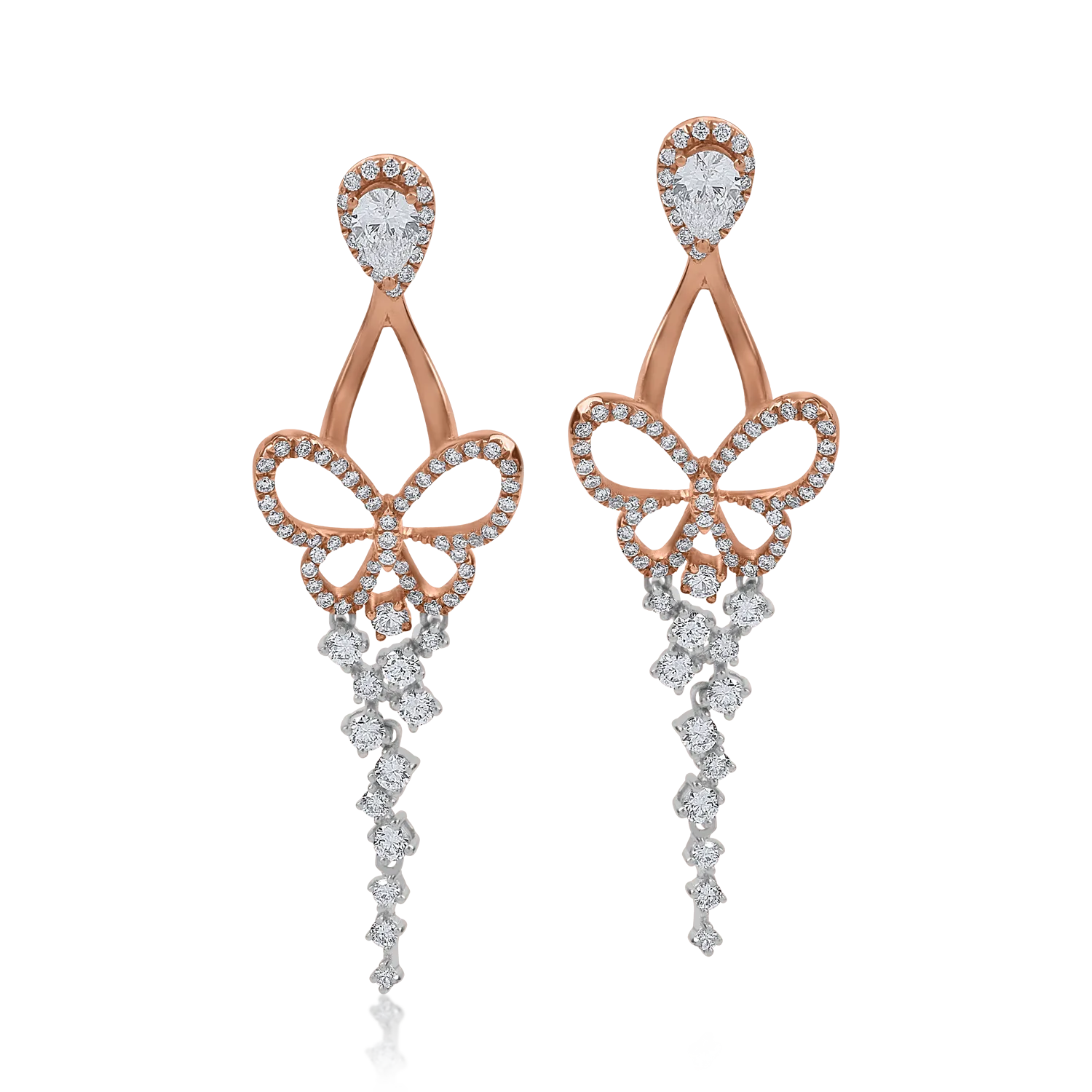 White-rose gold earrings with 1.441ct diamonds