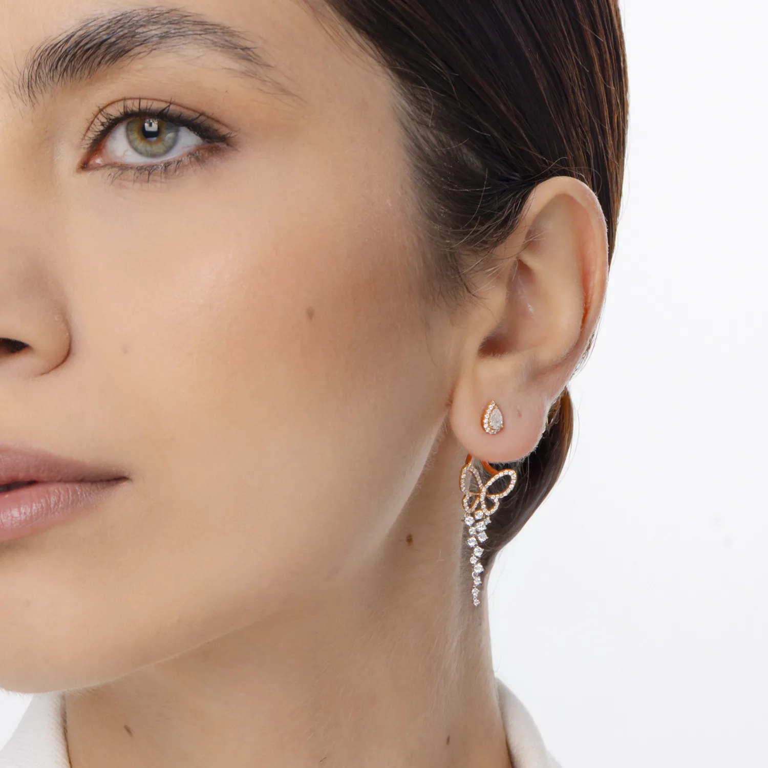 Fehér rózsa arany fülbevaló 1.441ct gyémántokkal