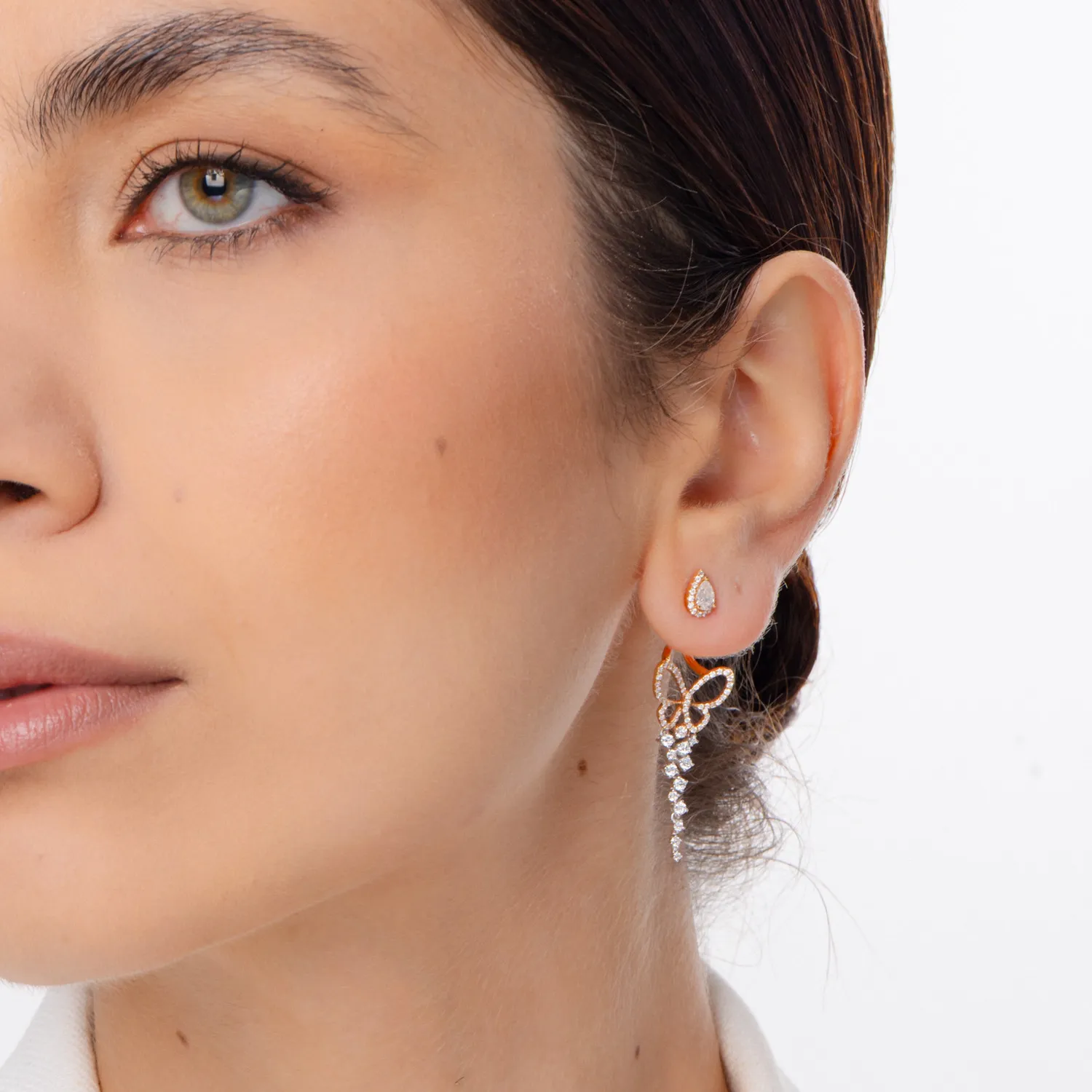 Kolczyki z białego różowego złota z diamentami o masie 1.441ct