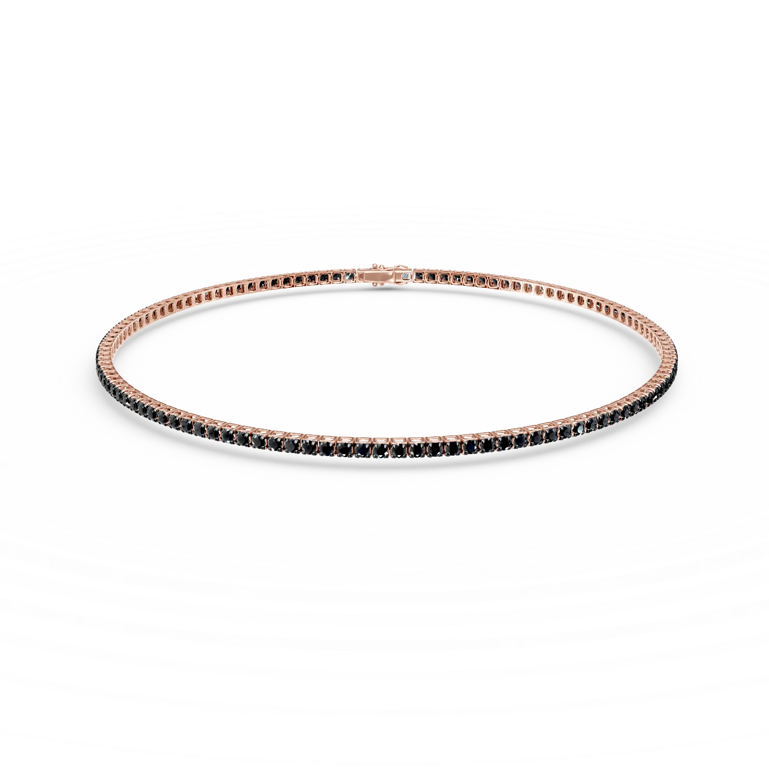 Bratara tennis din aur roz-negru cu diamante negre de 0.5ct