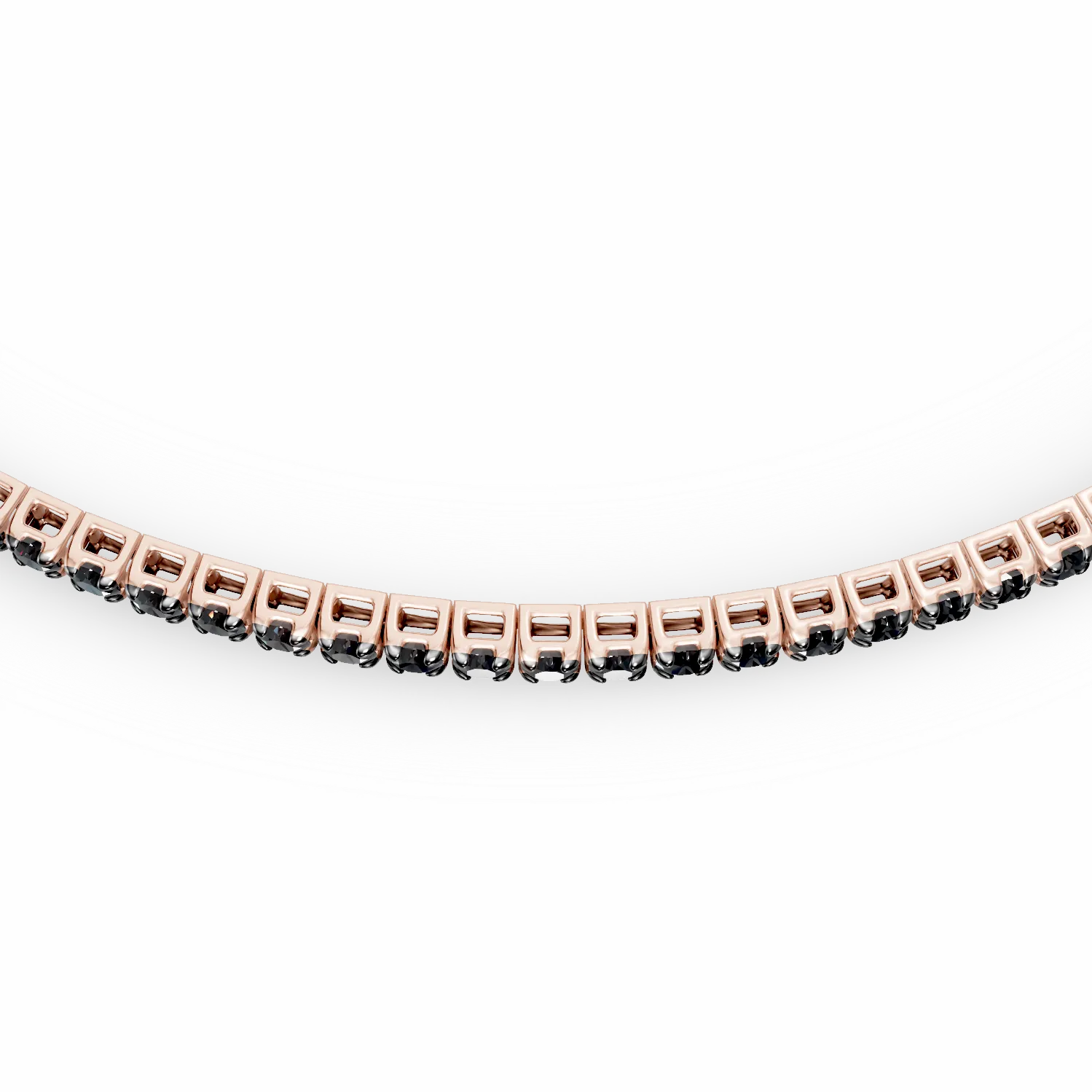 Bratara tennis din aur roz-negru cu diamante negre de 0.5ct