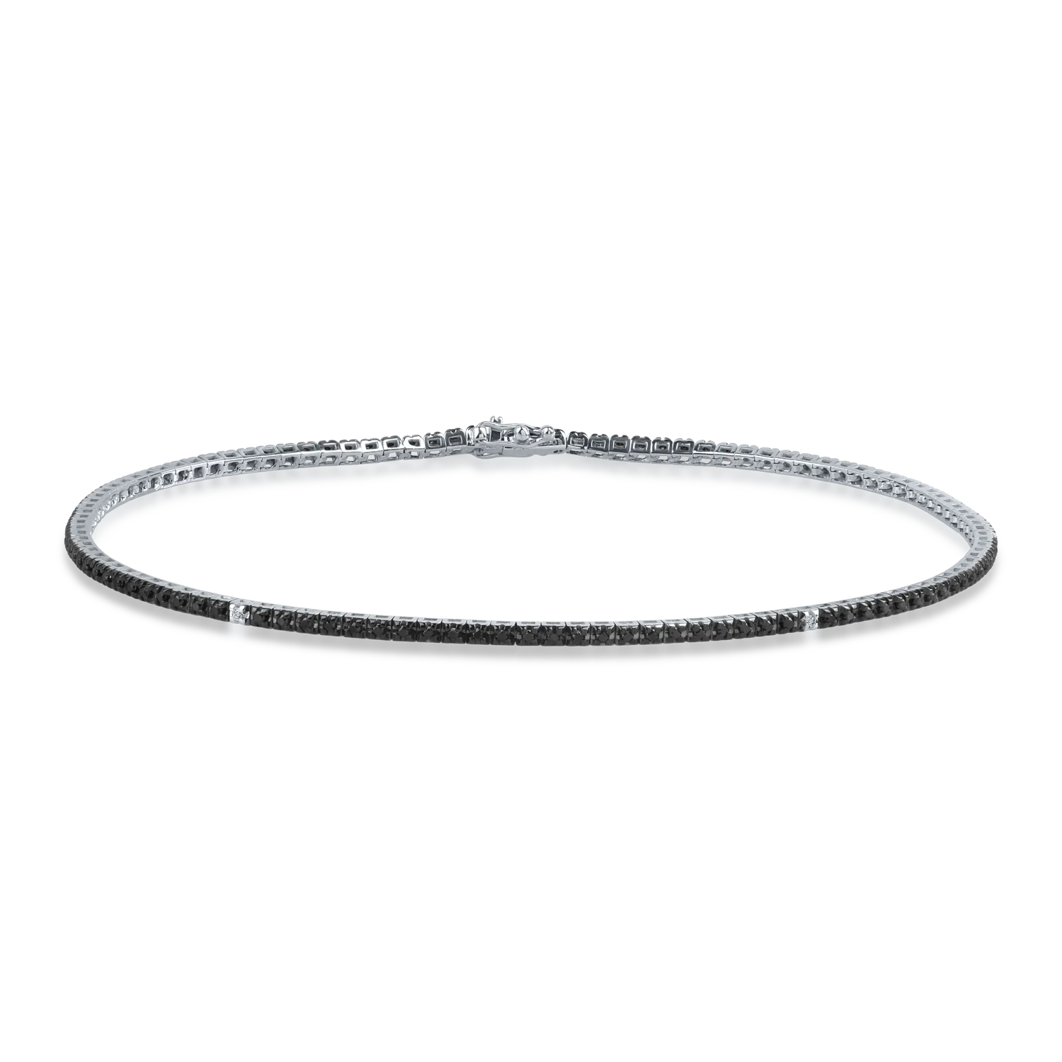 White-black gold tennis bracelet with 0.5ct black diamonds and 0.01ct clear diamonds