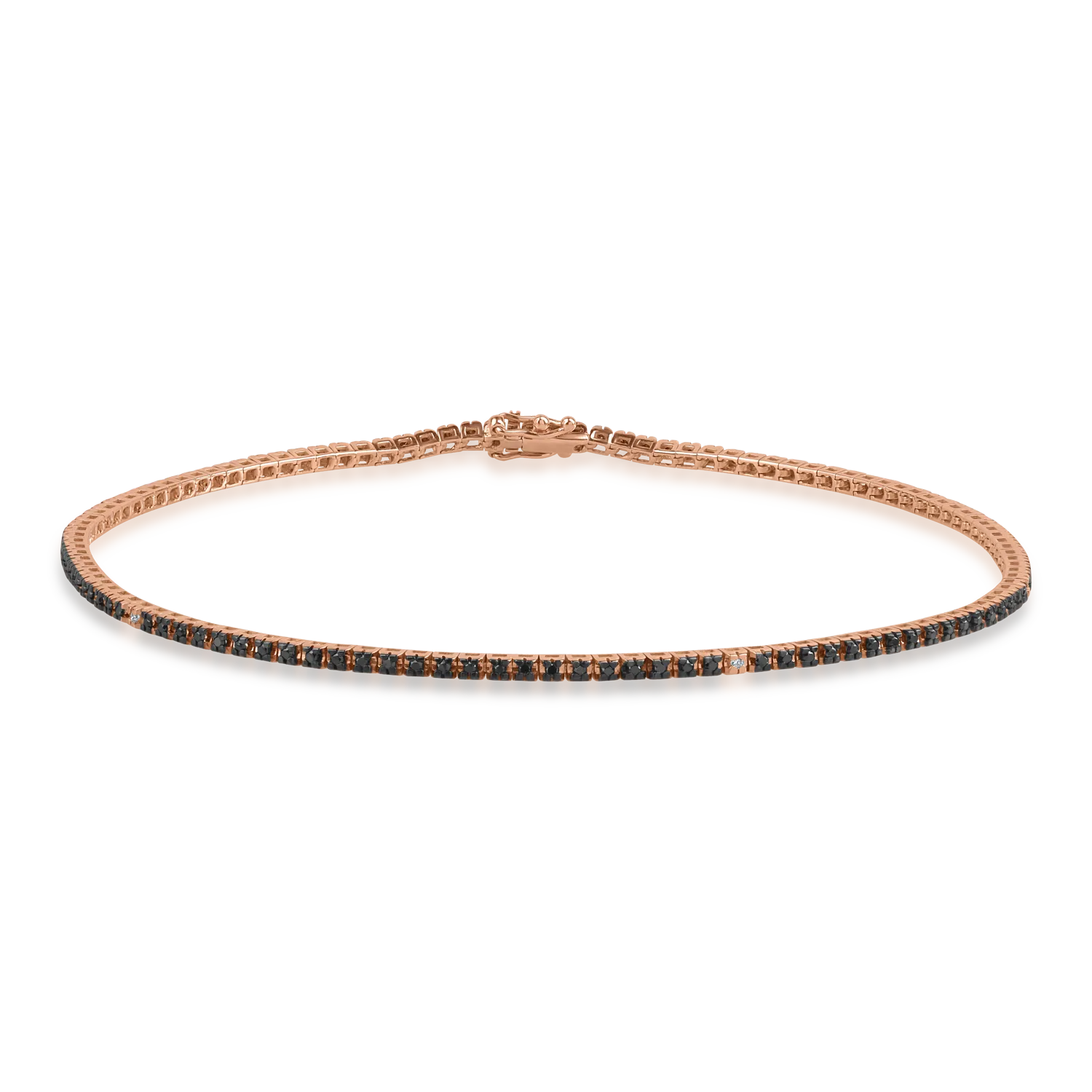 Bratara tennis din aur roz-negru cu diamante transparente de 0.05ct si diamante negre de 0.45ct