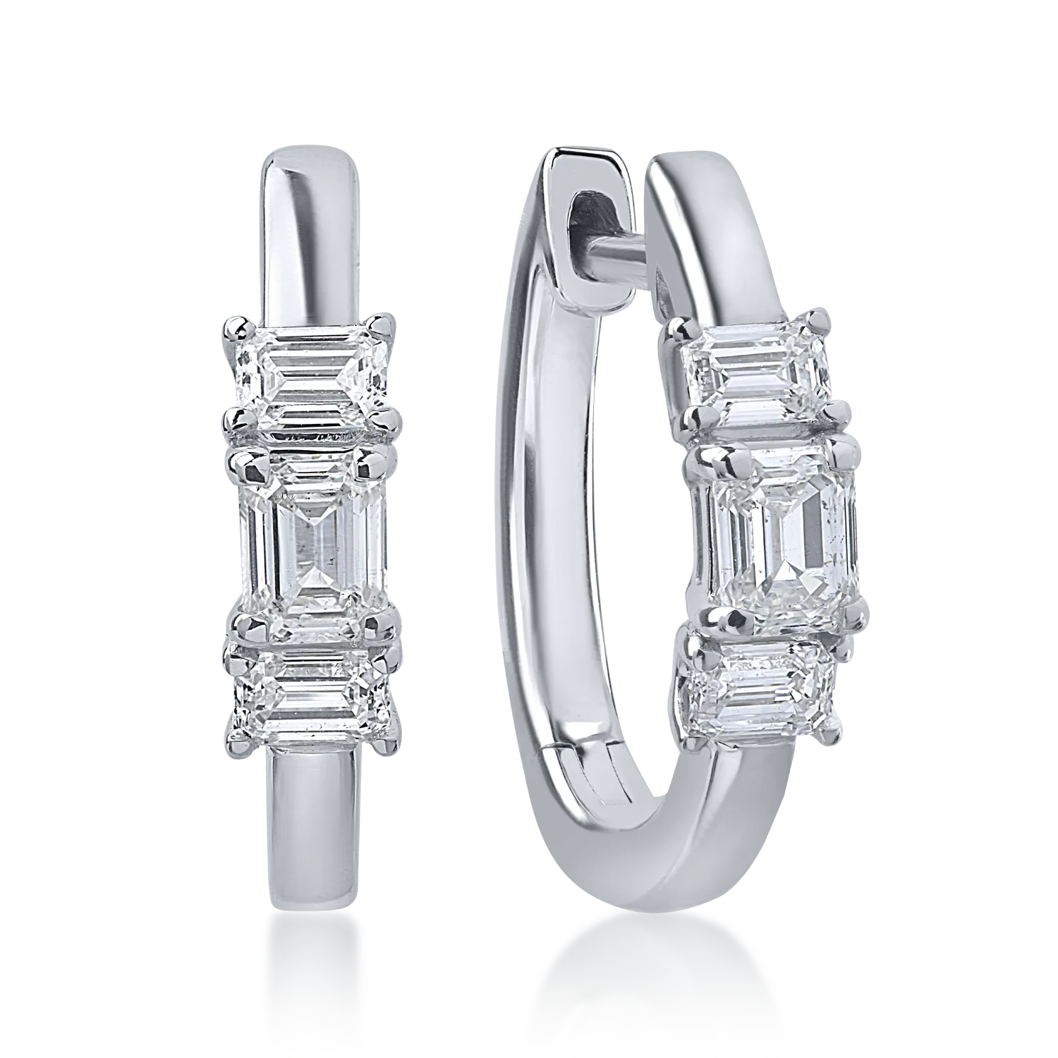 Teilor Cercei din aur alb cu diamante octogonale de 0.71ct