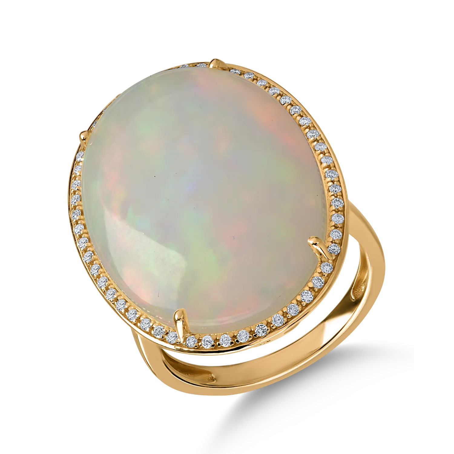 Yellow gold ring with 17.76ct opal and 0.2ct diamonds