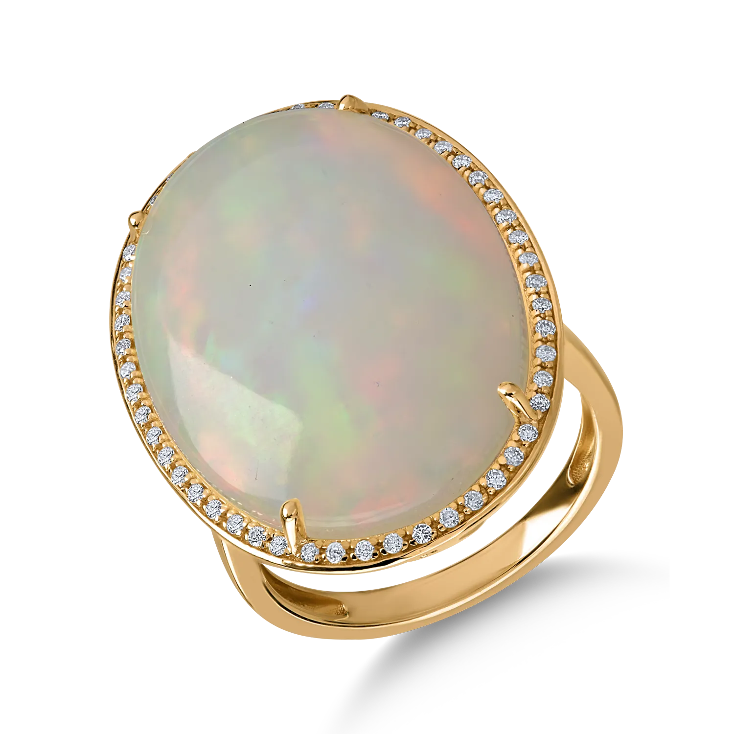 Пръстен от жълто злато с 17.76ct опал и 0.2ct диаманти-155269