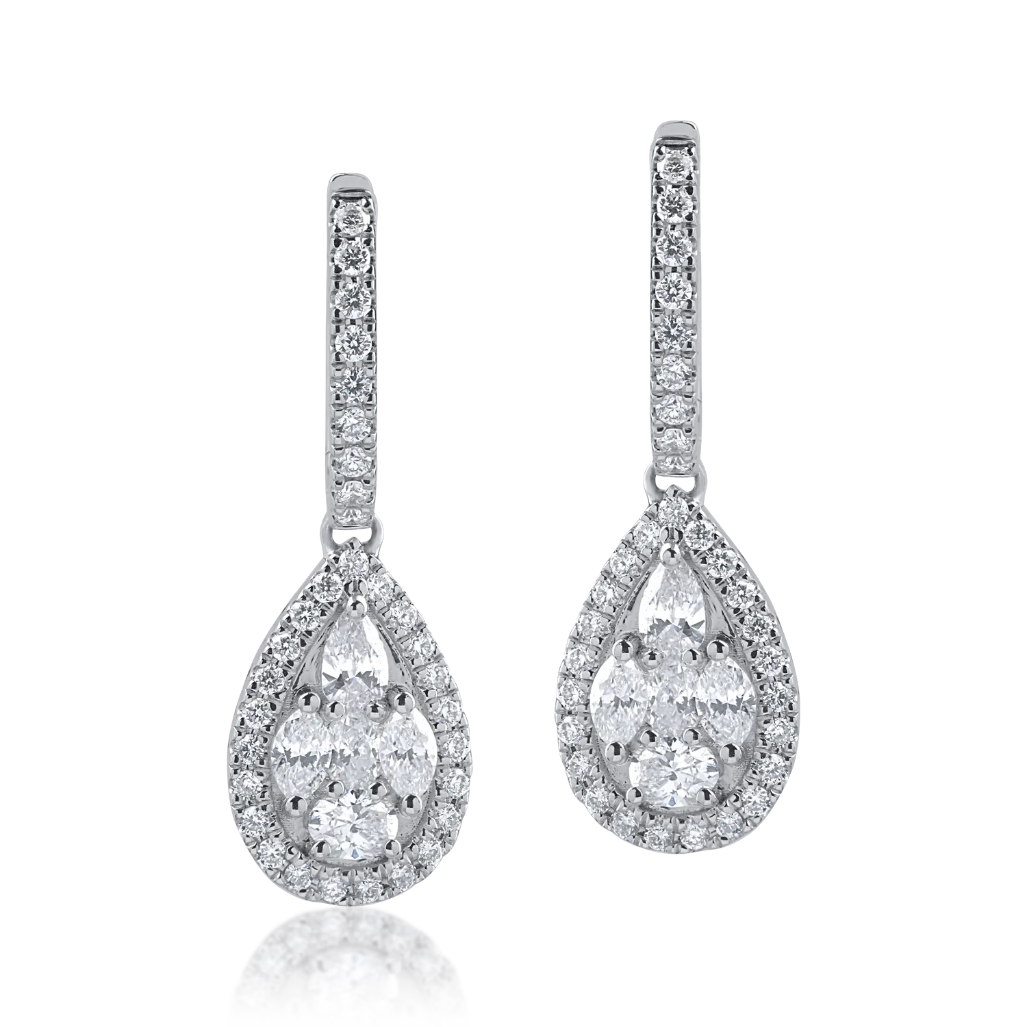 Cercei din aur alb cu diamante de 1.14ct-155275