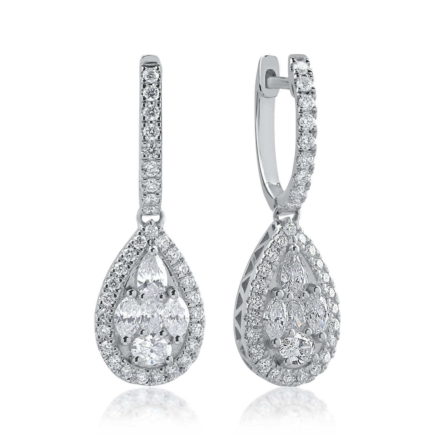 Обеци от бяло злато с диаманти 1.14ct