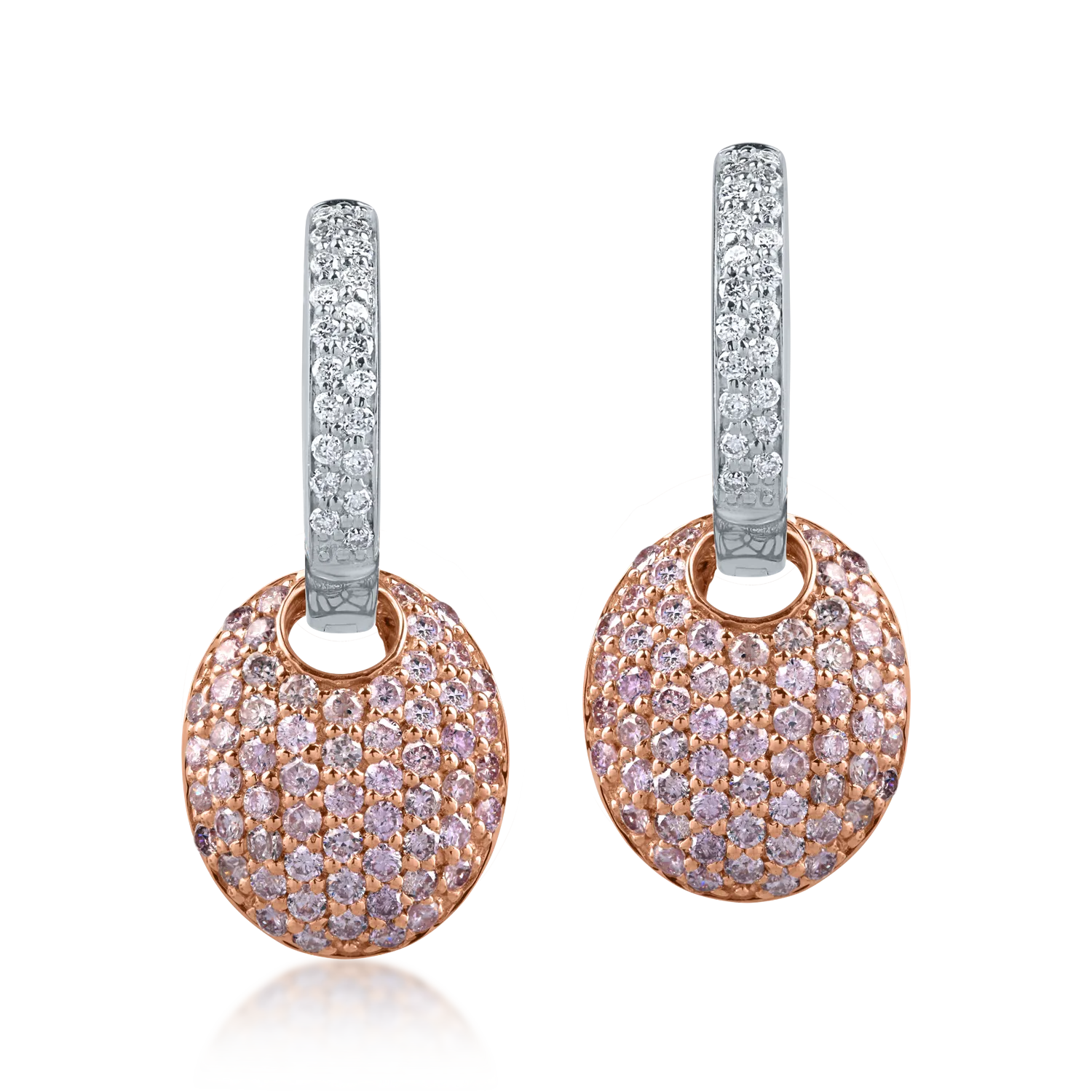 White-rose gold earrings with 1.62ct rose diamonds and 0.24ct clear diamonds