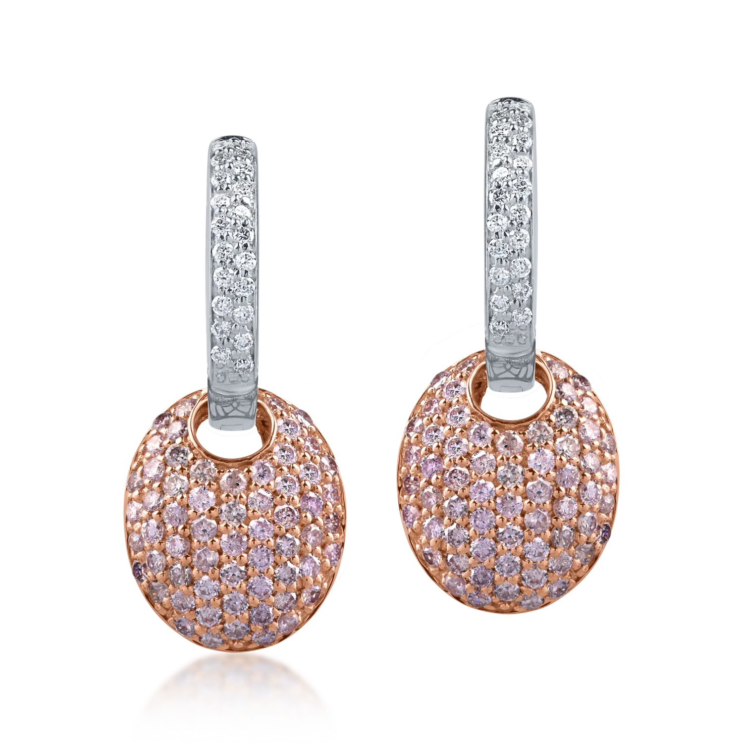 Cercei din aur alb-roz cu diamante roz de 1.62ct si diamante transparente de 0.24ct-155291