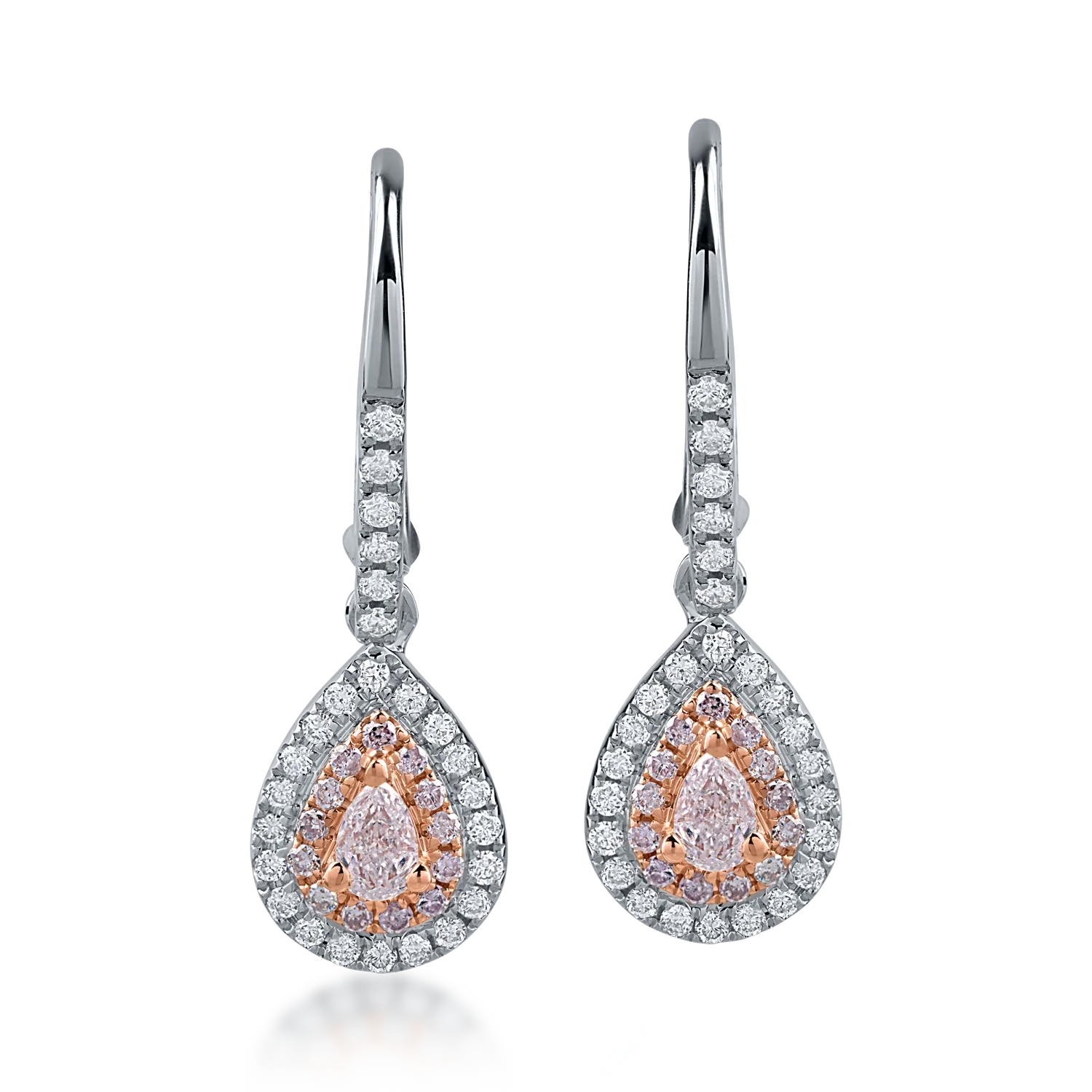 White-rose gold earrings with 0.38ct rose diamonds and 0.31ct clear diamonds