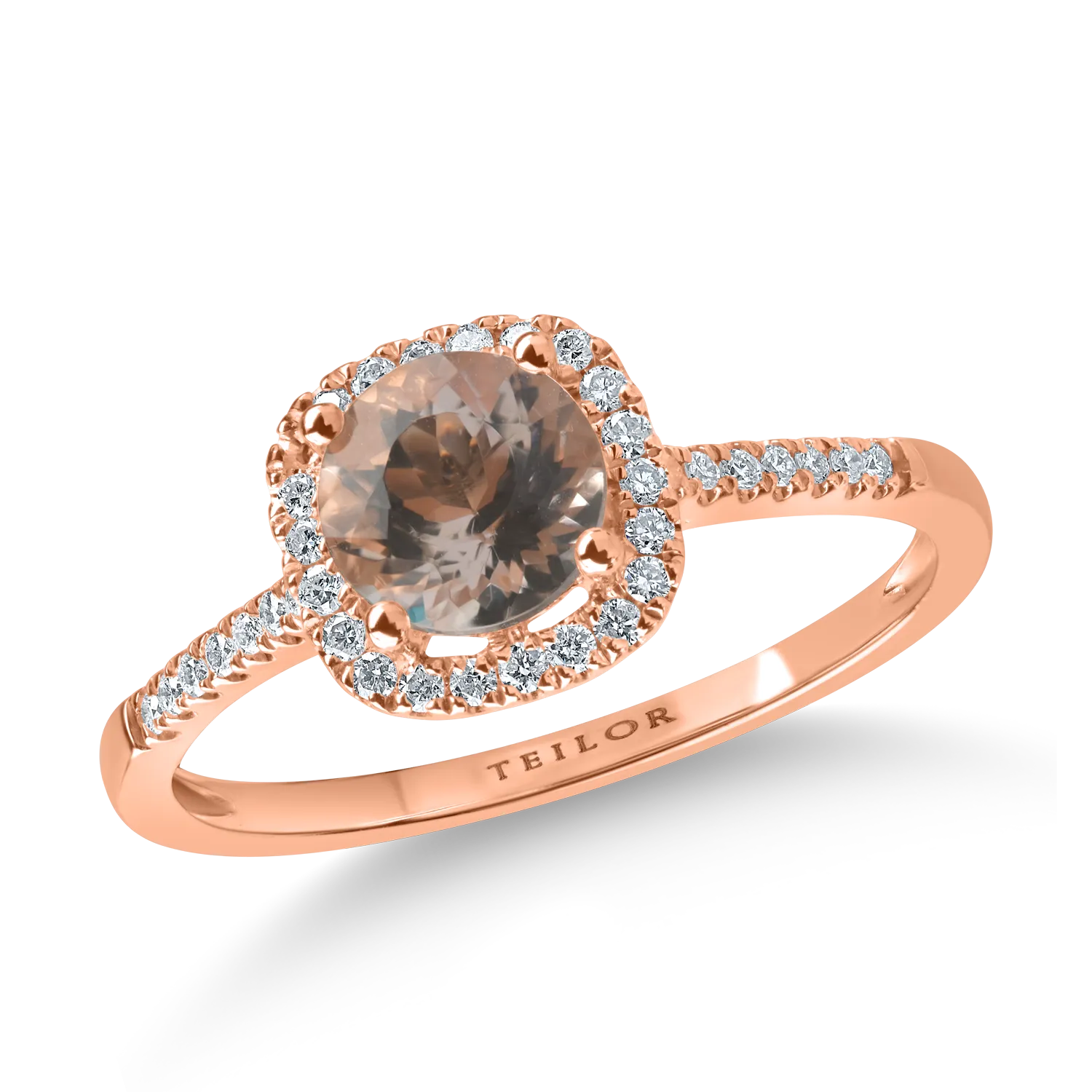 Rose gold ring with 0.7ct morganite and 0.2ct diamonds