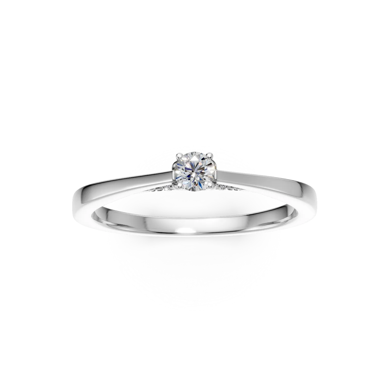 Inel de logodna din aur alb cu diamant de 0.07ct si diamante de 0.1ct