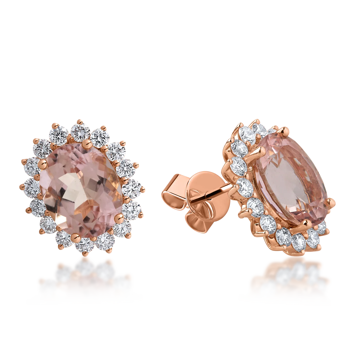 Rose gold earrings with 5.19ct morganites and 1.14ct diamonds