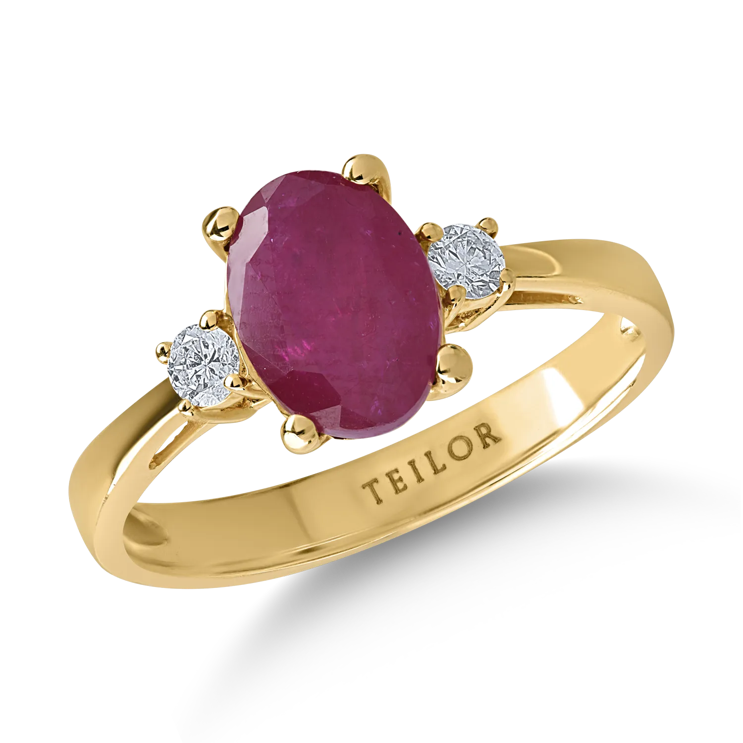 Yellow gold ring with 2.12ct ruby and 0.12ct diamonds