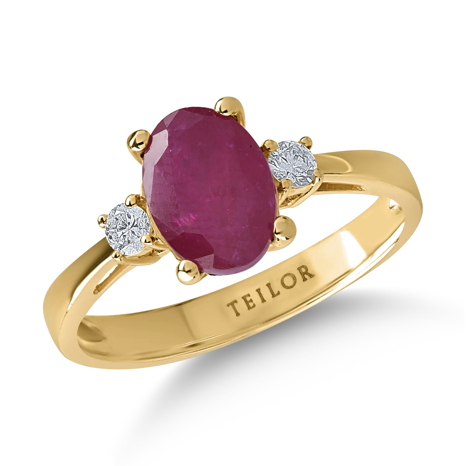 Пръстен от жълто злато с 2.12ct рубин и 0.12ct диаманти-155384