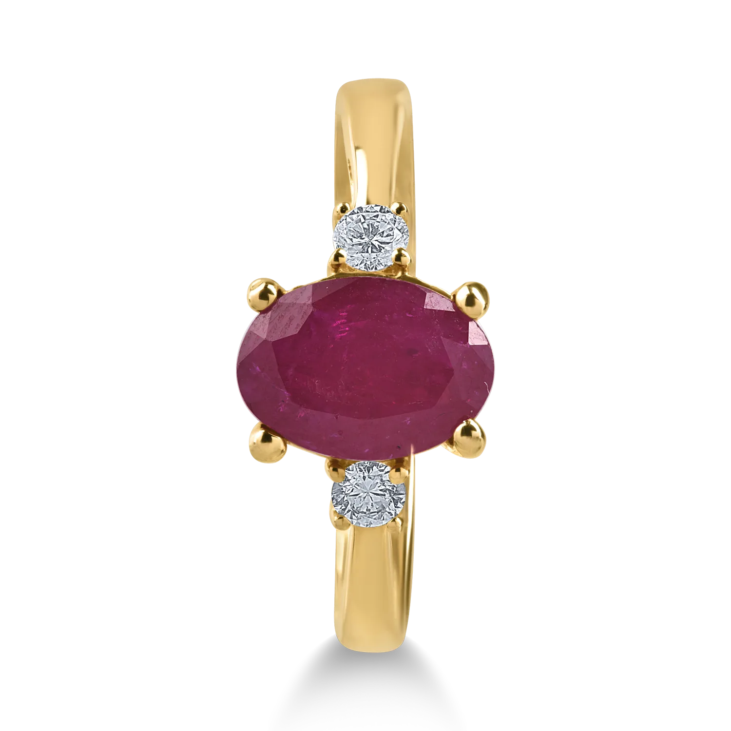 Пръстен от жълто злато с 2.12ct рубин и 0.12ct диаманти