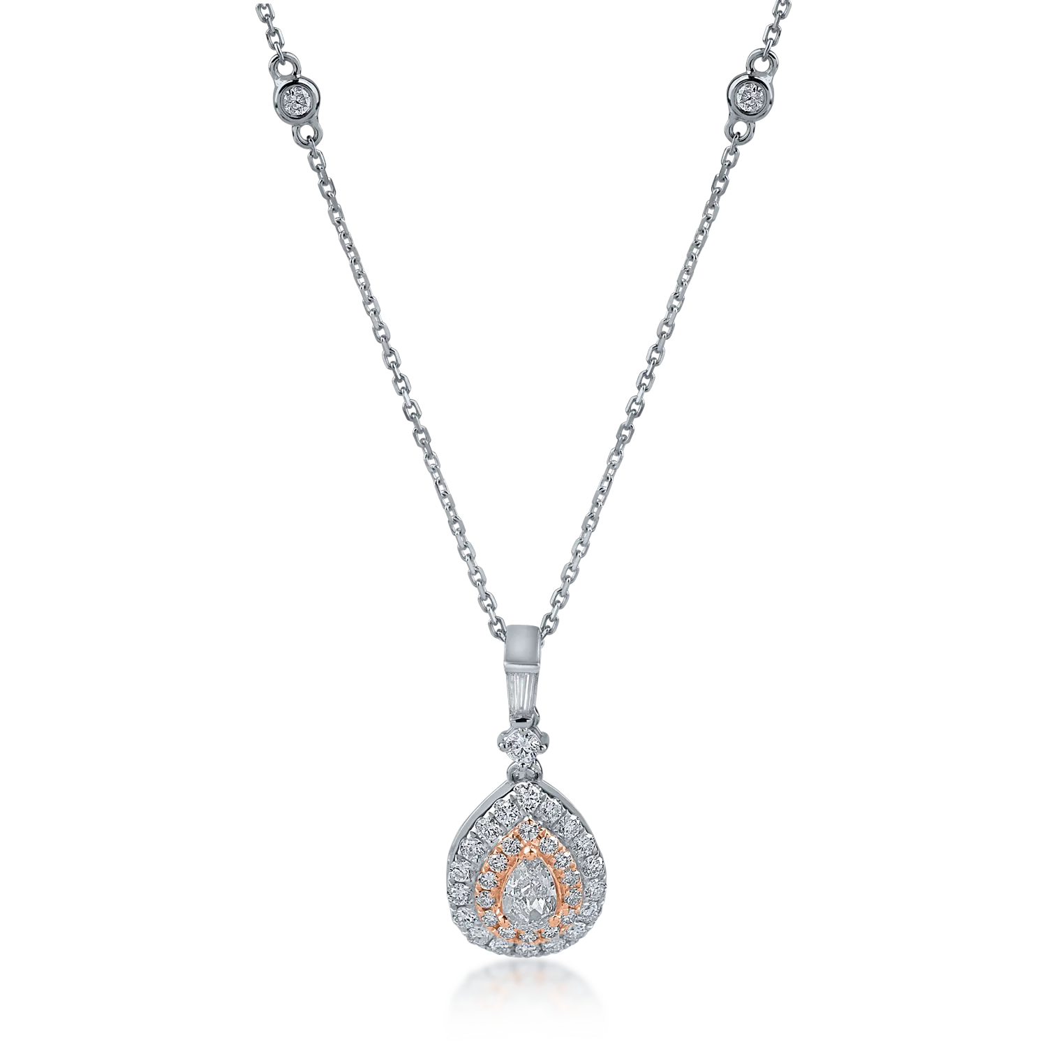White-rose gold pendant necklace with 0.96ct diamonds