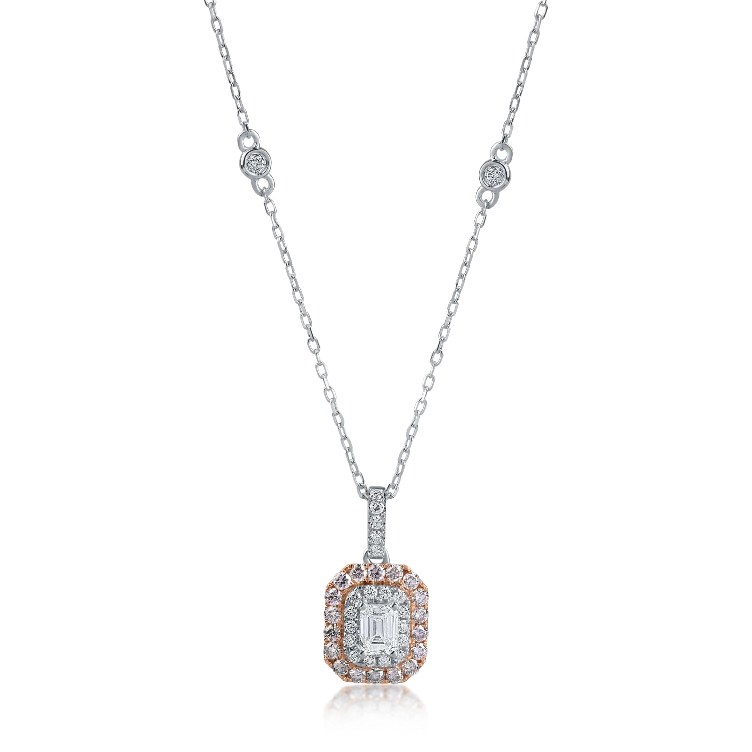 Висулка от бяло розово злато с 0.61ct розови диаманти и 0.18ct прозрачни диаманти