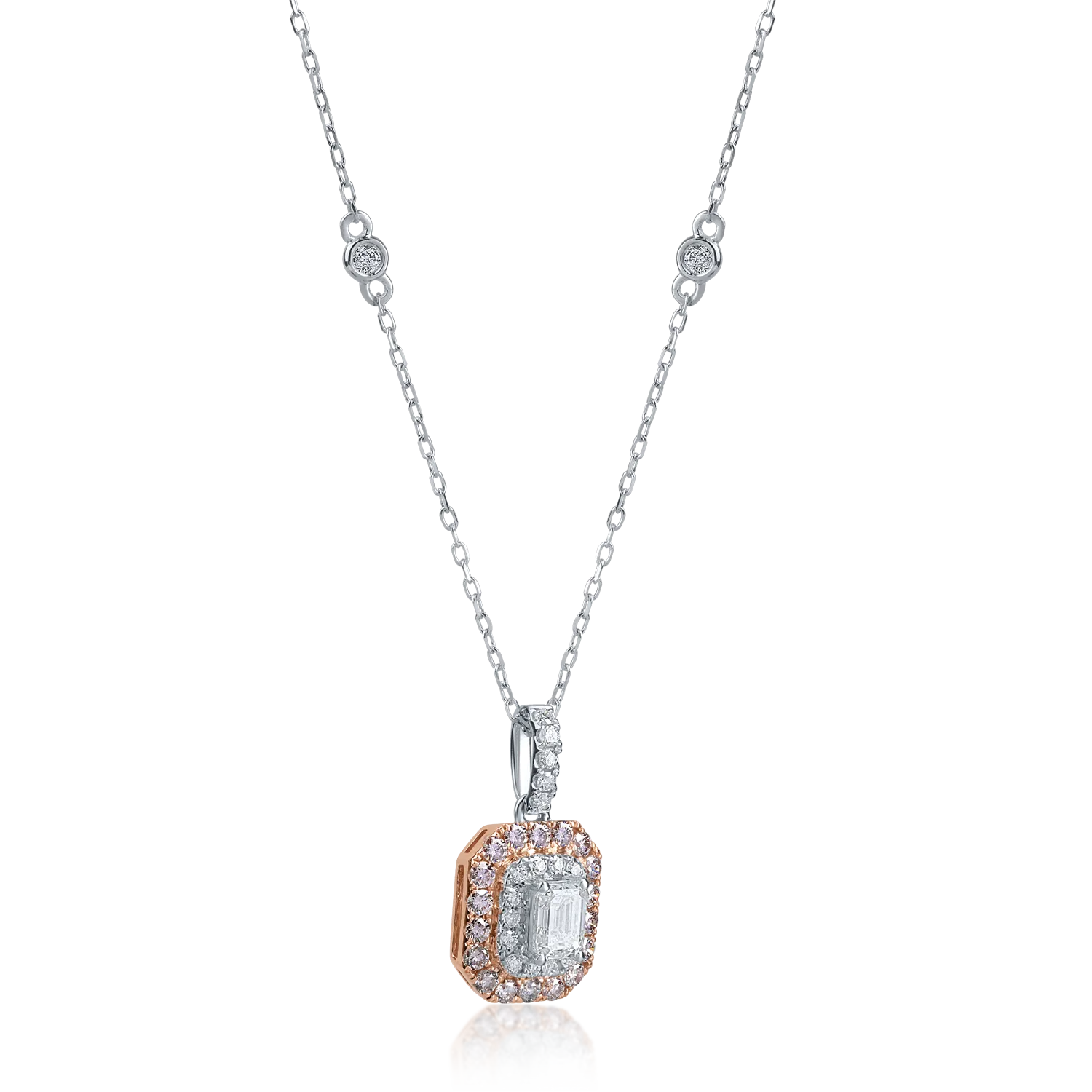 Висулка от бяло розово злато с 0.61ct розови диаманти и 0.18ct прозрачни диаманти