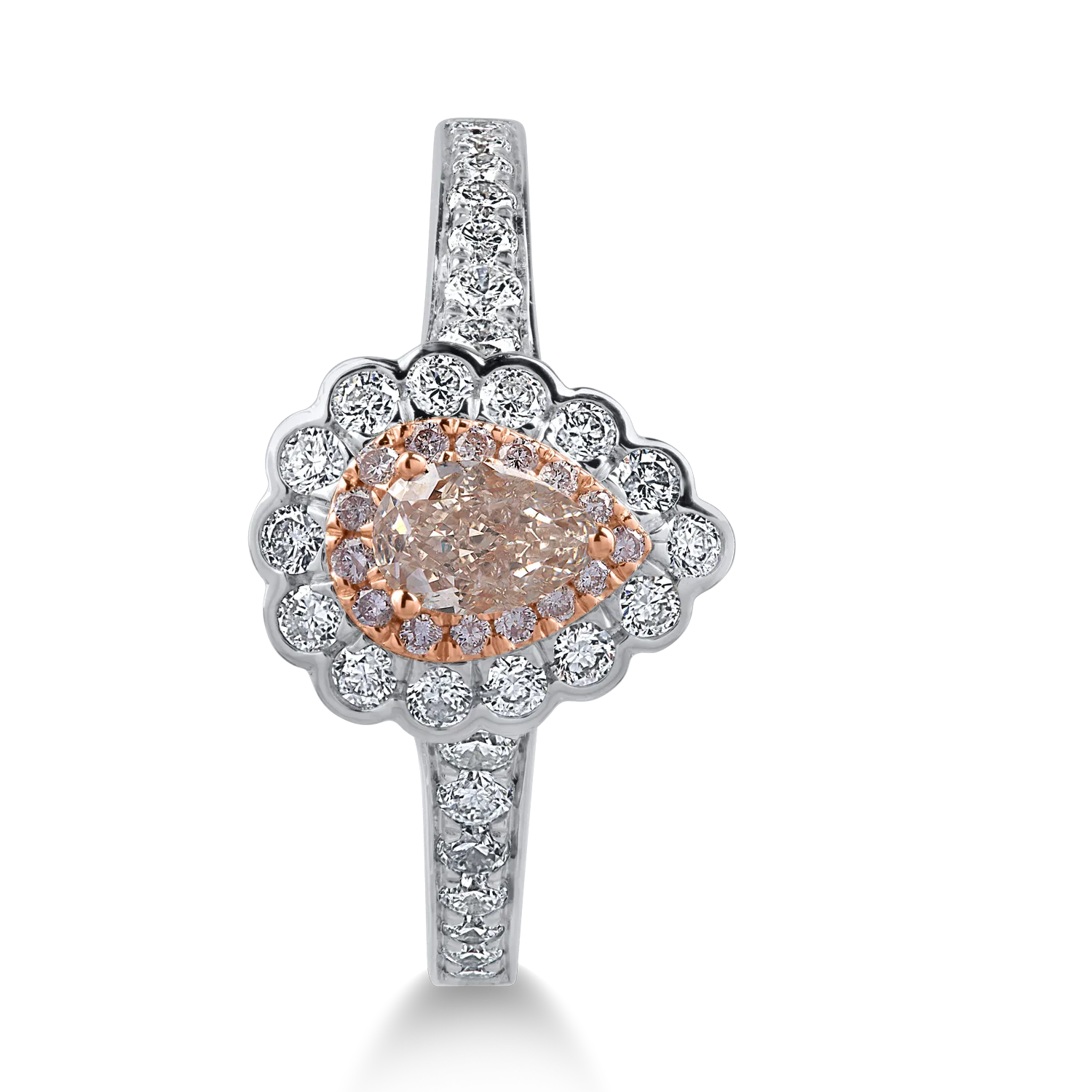Inel din aur alb-roz cu diamante transparente de 0.5ct si diamante roz de 0.42ct