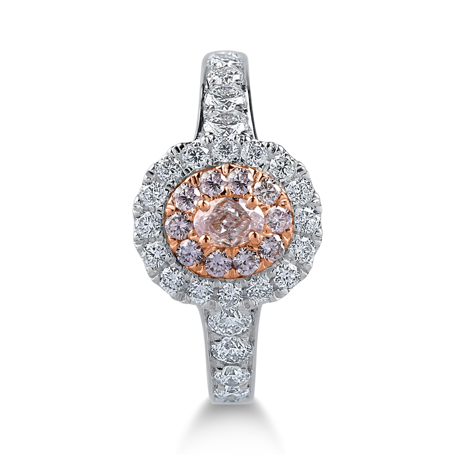 Пръстен от бяло розово злато с прозрачни диаманти от 0.76ct и розови диаманти от 0.36ct