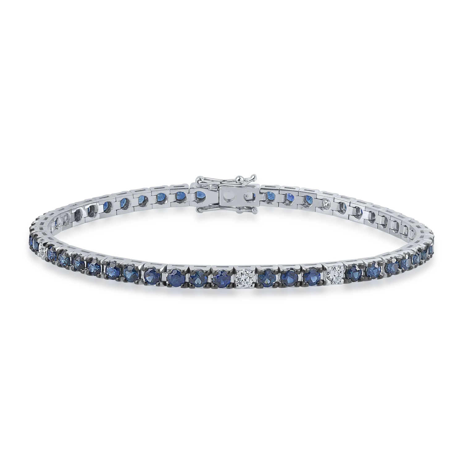 White gold tennis bracelet with 4.3ct sapphires and 0.35ct diamonds